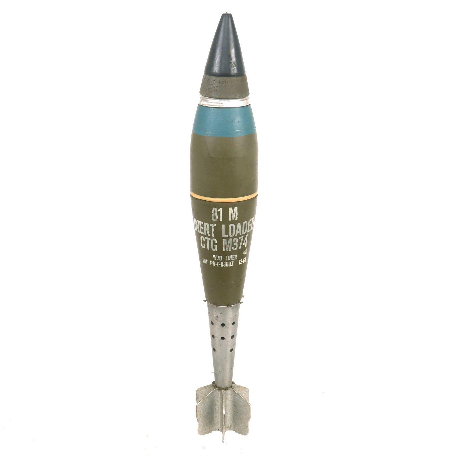 Buy Original U.S. Vietnam War Inert M374 HE 81mm Mortar Round with M517 Fuze - Dated 1968 | Original Firearms Antique For Sale