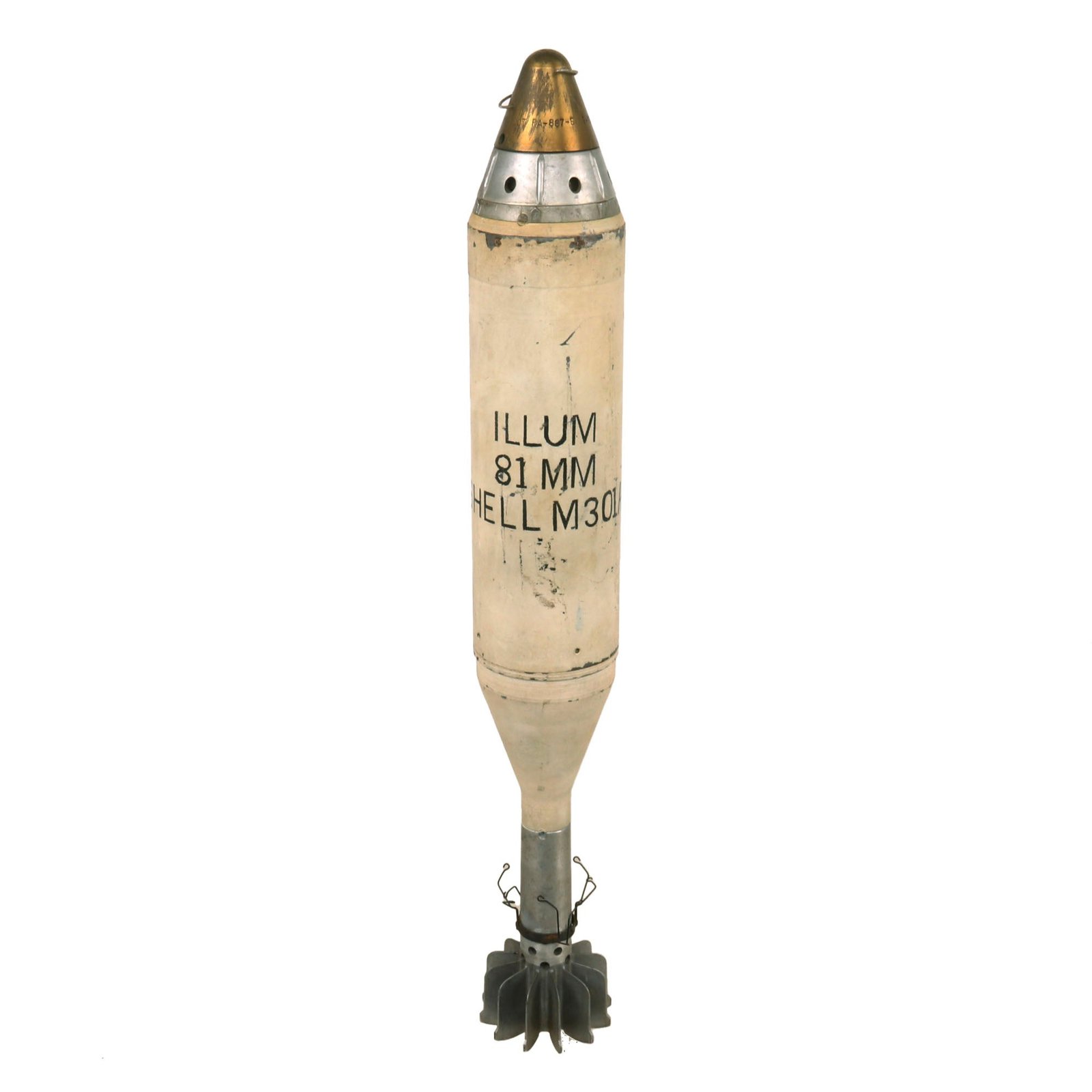 Buy Original U.S. Vietnam War INERT 81mm Mortar M301A3 Illumination Round with Deactivated Fuse - Dated 1966 | Original Firearms Antique For Sale