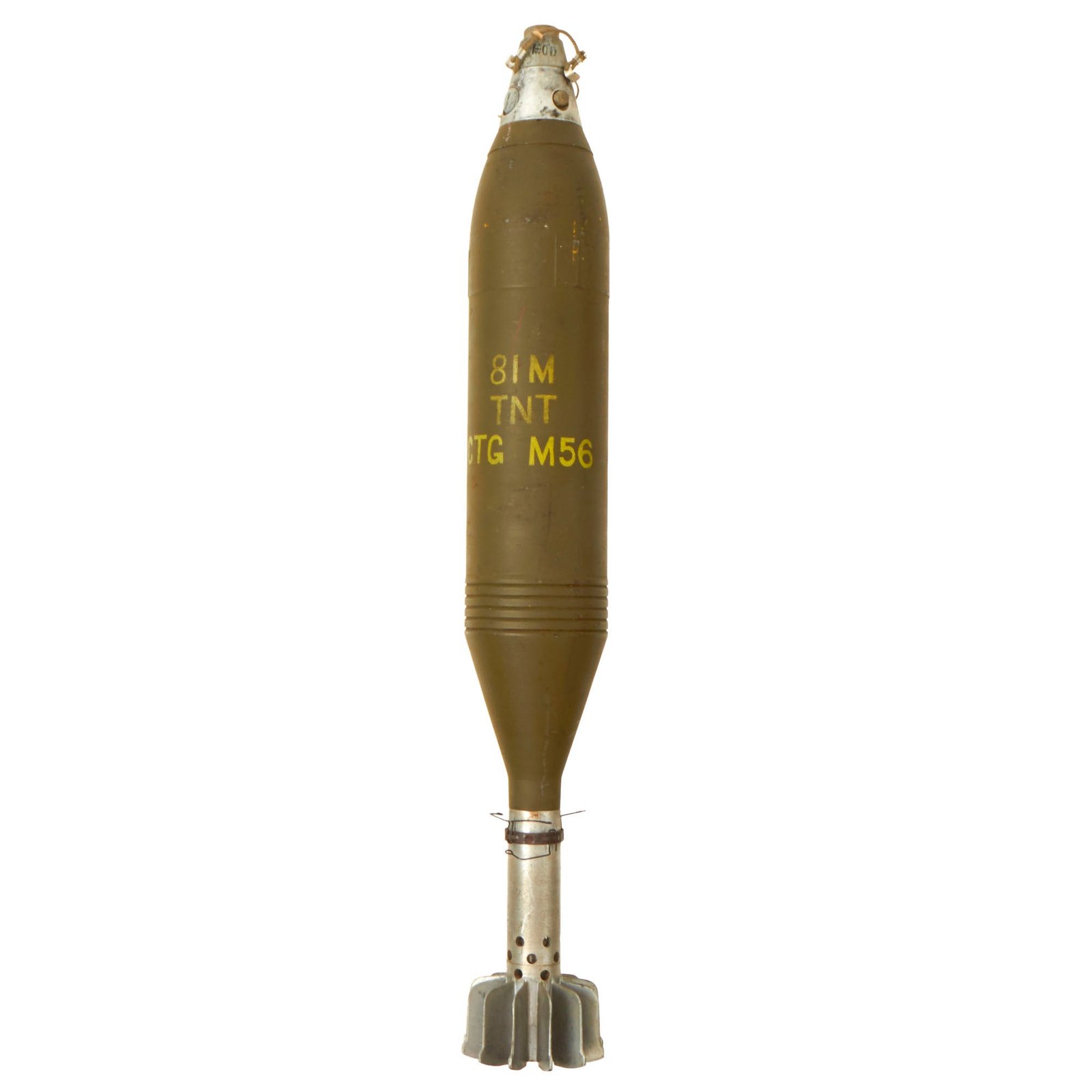 Buy Original U.S. Vietnam War INERT 81mm Mortar M56 Explosive Round with Deactivated Fuse - Dated 1954 | Original Firearms Antique For Sale