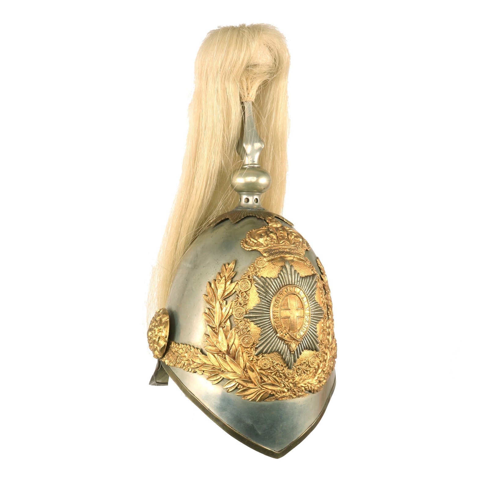 Buy Original British Victorian Era Household Cavalry Lifeguard Parade Helmet with White Plume | Original Firearms Antique For Sale