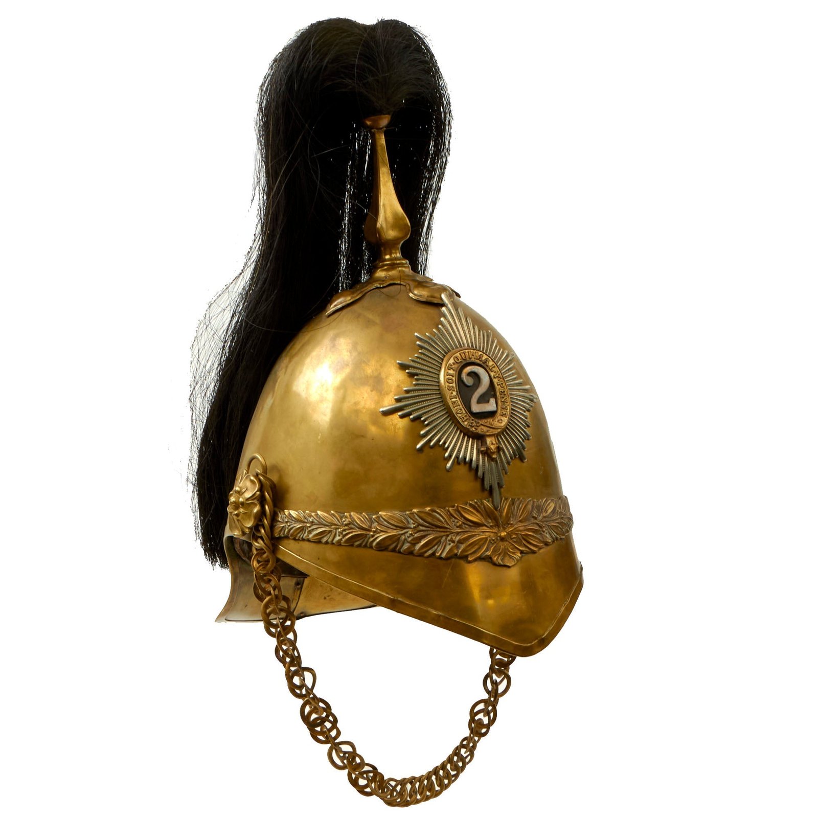 Buy Original British Victorian Era Household Cavalry 2nd Dragoon Guards Queen’s Bays Parade Helmet with Black Plume | Original Firearms Antique For Sale