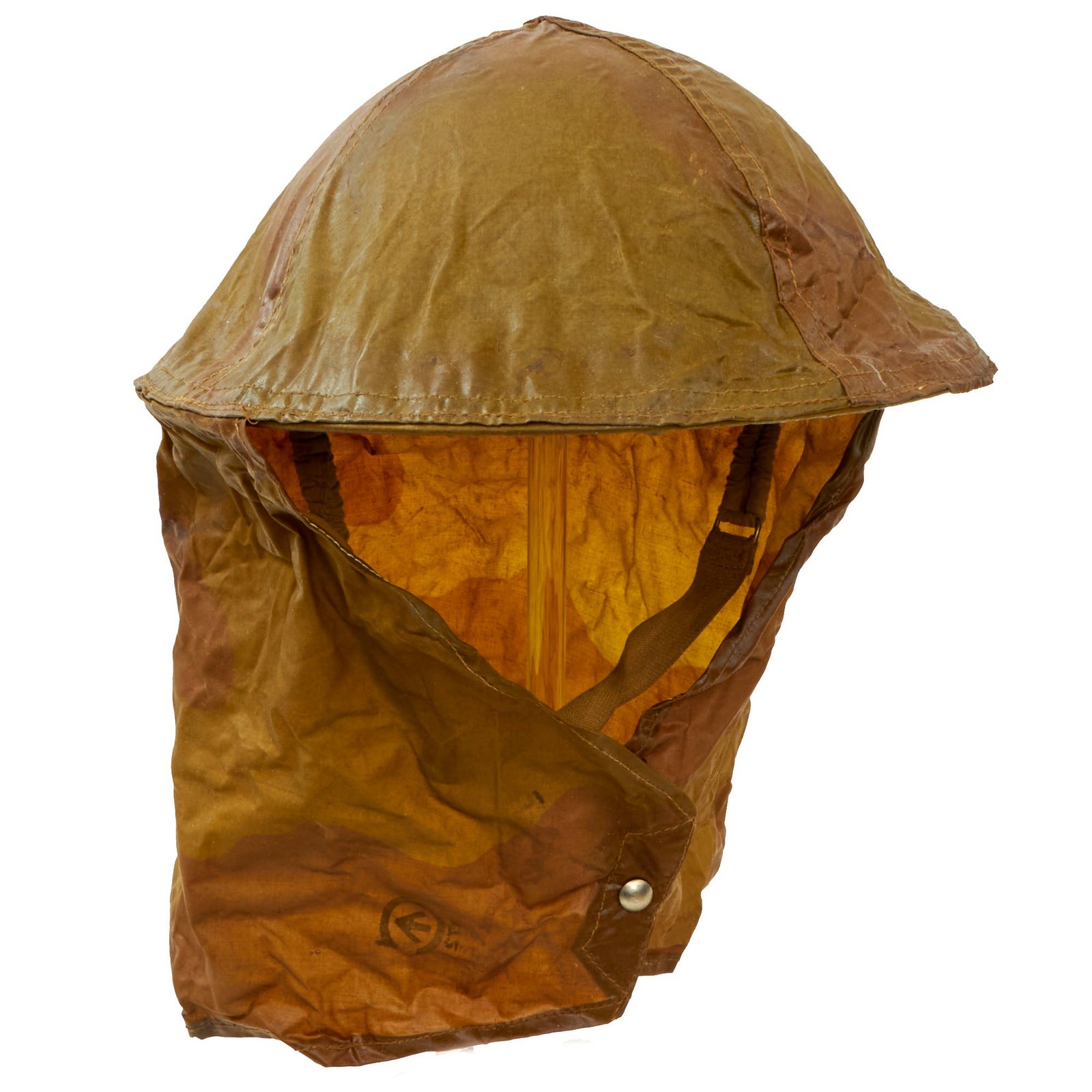 Buy Original British WWII 1943 Brodie MkII Helmet with Extremely Scarce 1942 Camouflage Gas Cape - Size 7⅛ | Original Firearms Antique For Sale