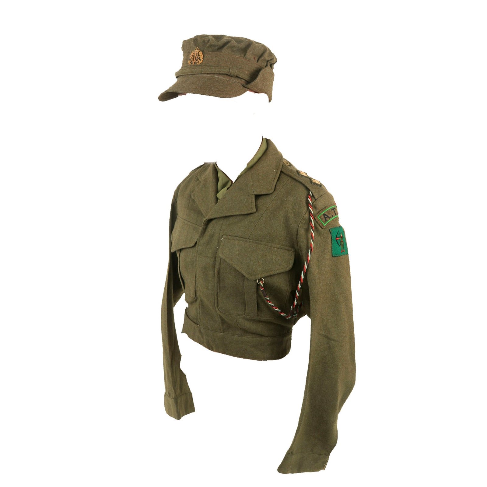 Buy Original British WWII Auxiliary Territorial Service Women’s Uniform Jacket with Tie & Peaked Cap - Dated 1941 | Original Firearms Antique For Sale