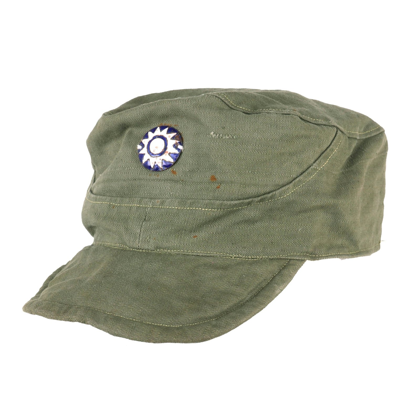 Buy Original WWII Chinese National Revolutionary Army KMT Enlisted Cap with Rare Enameled Insignia - Kuomintang | Original Firearms Antique For Sale