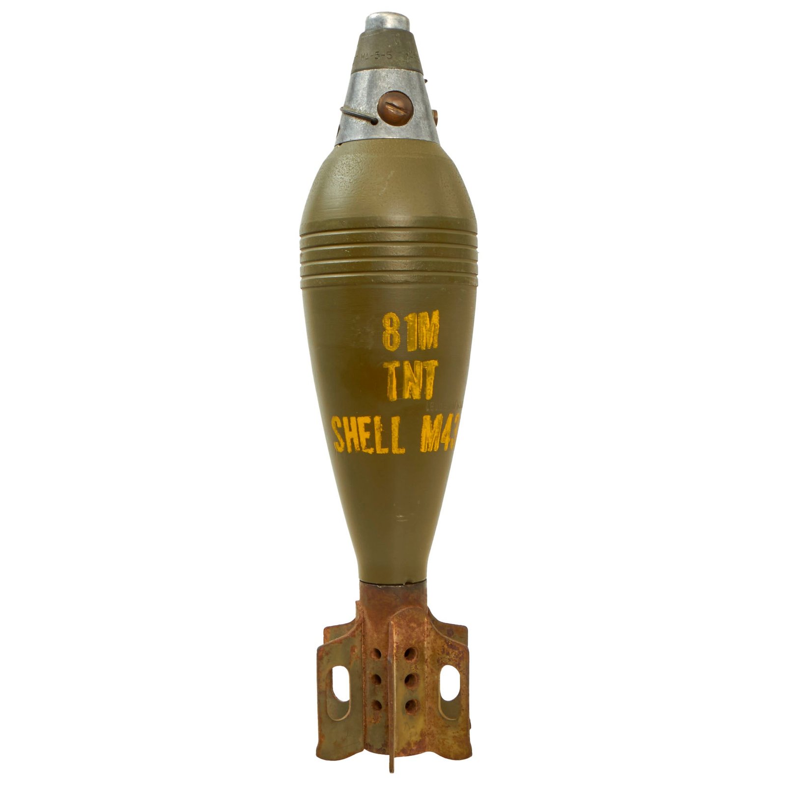 Buy Original U.S. Korean War Deactivated 81mm M43A1B1 HE Mortar Shell Round dated 1953 with Fuze - Inert | Original Firearms Antique For Sale