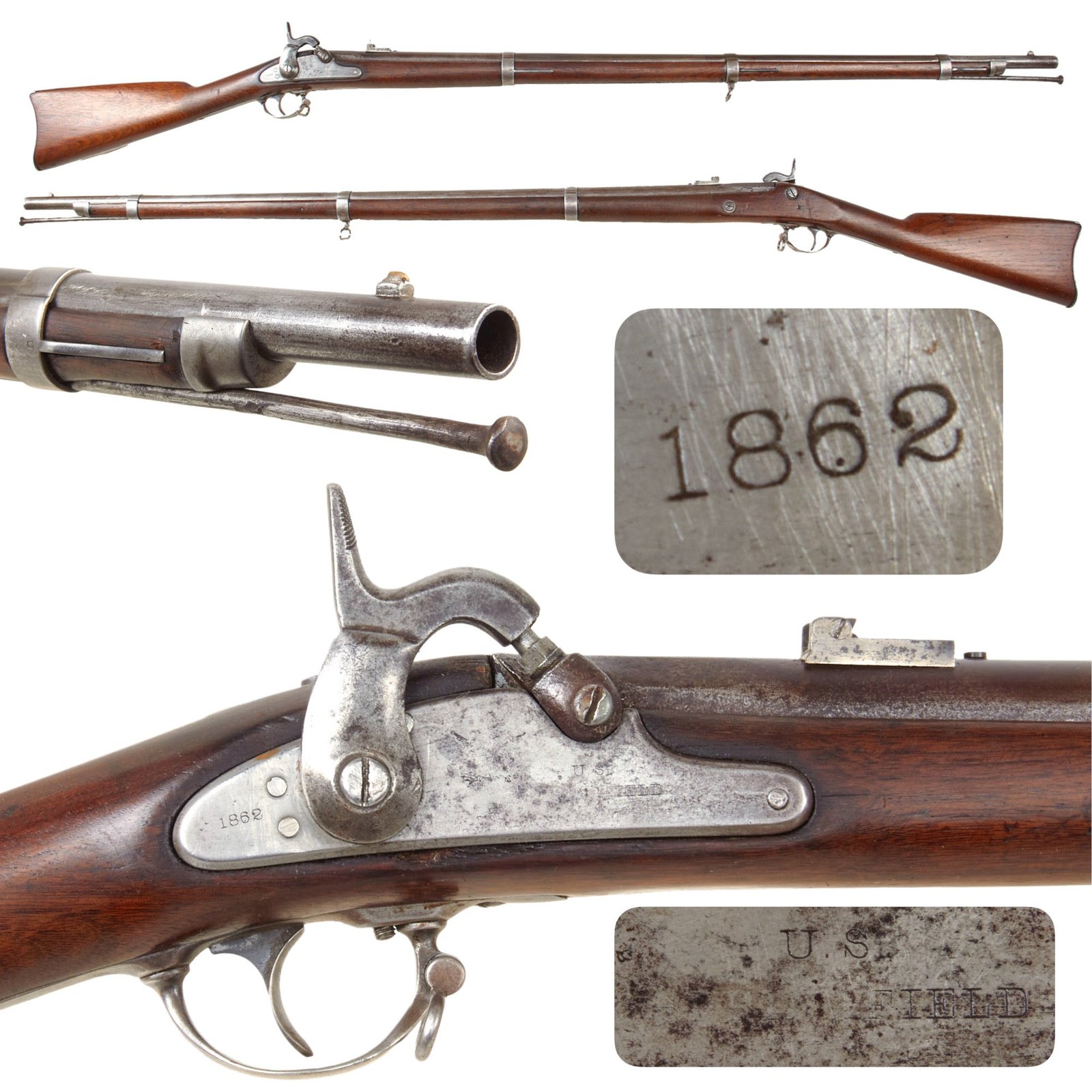 Original U.S. Civil War Springfield Model 1861 Rifled Musket by Springfield Arsenal - Dated 1862
