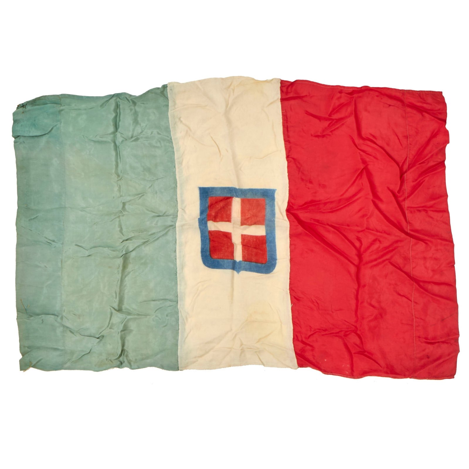 Buy Original Italian WWII Multi-Piece Silk Kingdom of Italy Flag With Savoy Coat of Arms - 24 x 35” | Original Firearms Antique For Sale