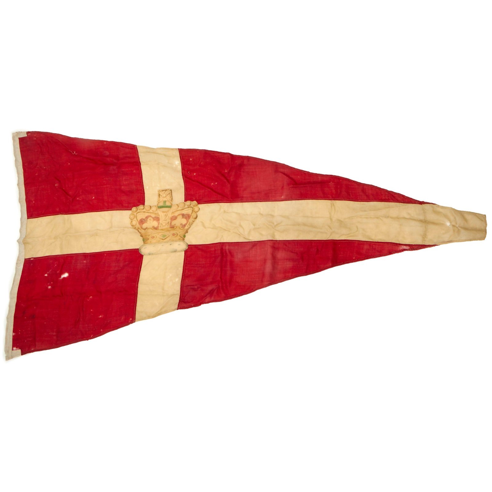 Buy Original Danish WWII Era Denmark Royalty Flag Pennant with Crown - 38 x 72” | Original Firearms Antique For Sale