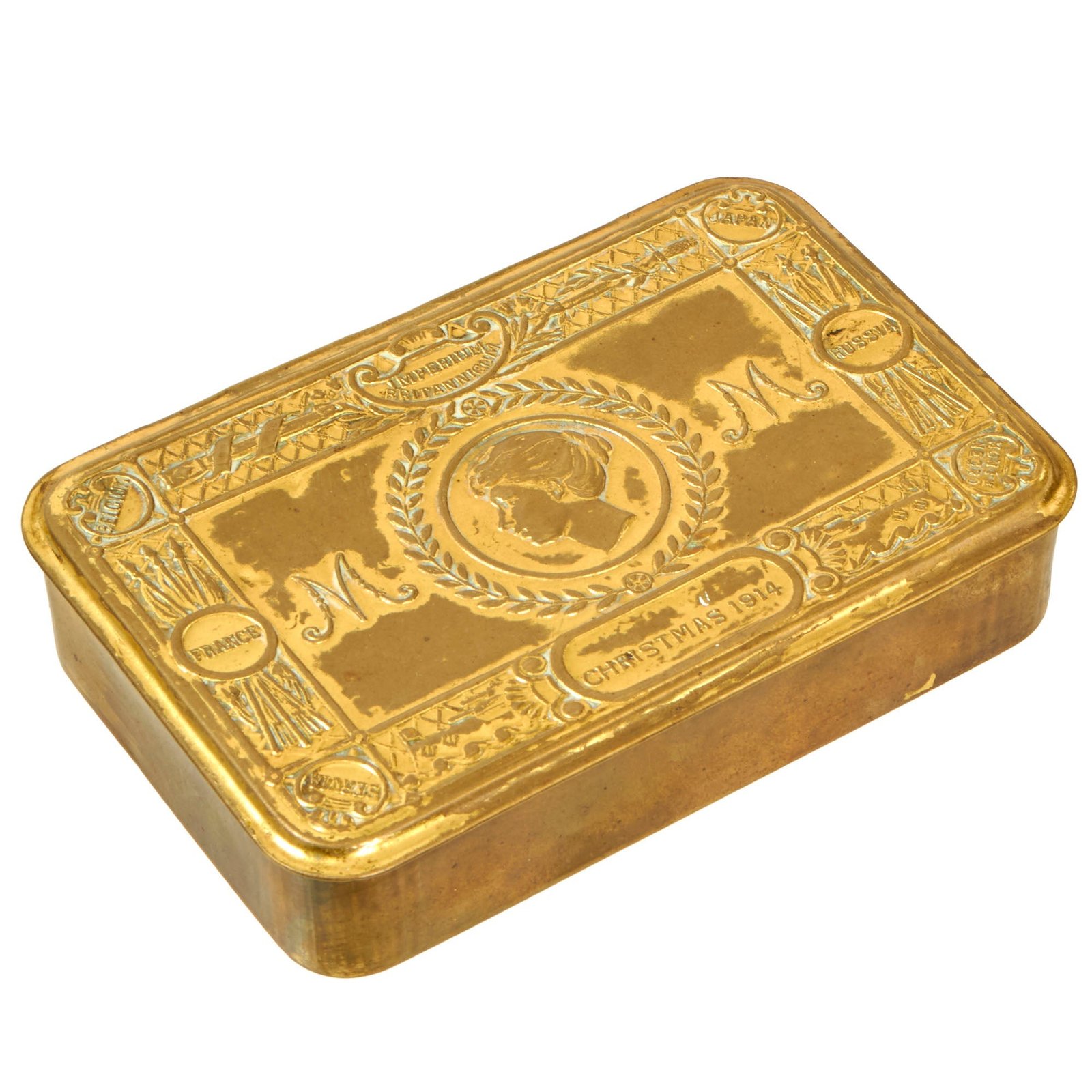 Buy Original British WWI Princess Mary 1914 Empty Christmas Gift Box Tin | Original Firearms Antique For Sale