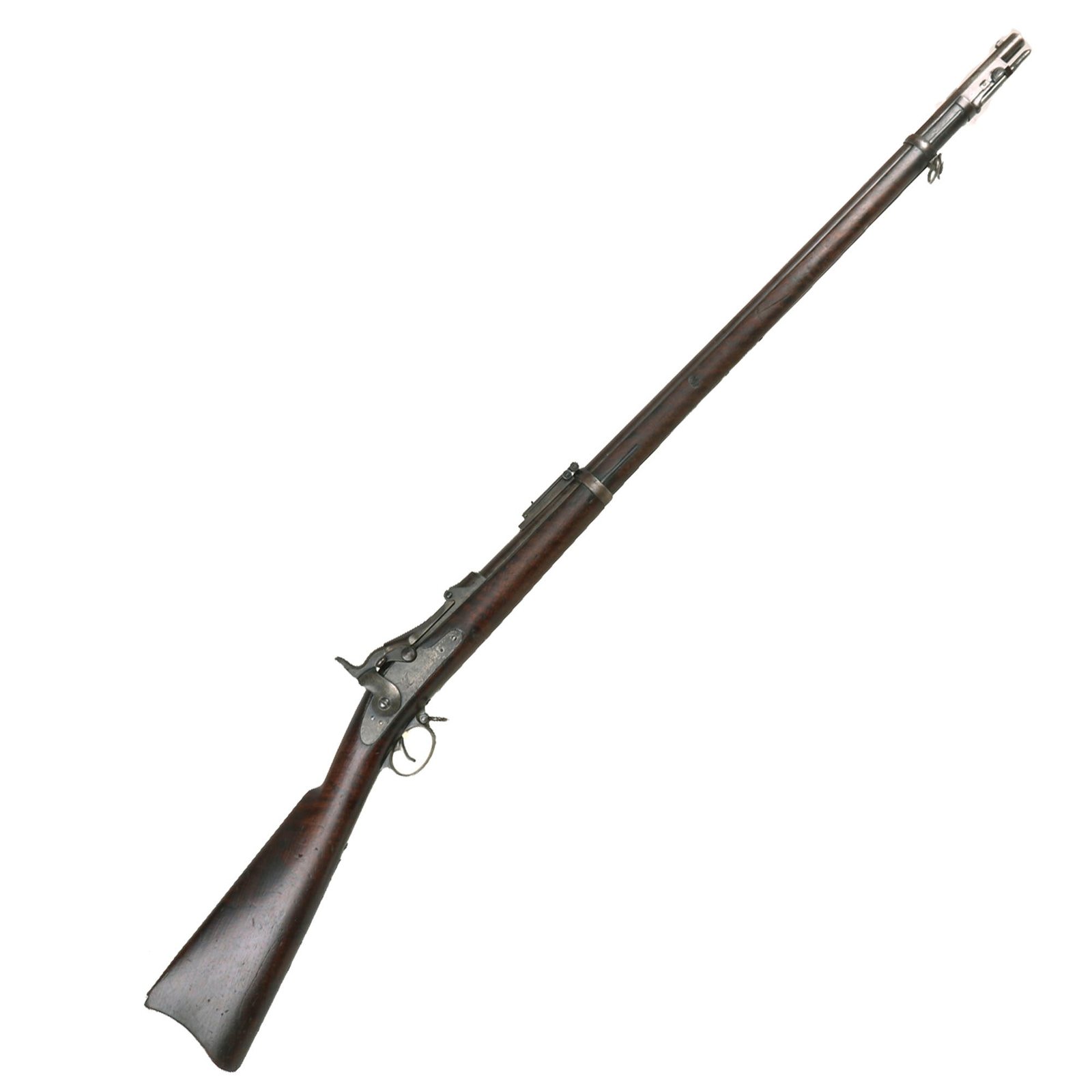 Buy Original U.S. Springfield Trapdoor Model 1884 / 88 Round Rod Bayonet Rifle with Figured Stock made in 1892 - Serial 546577 | Original Firearms Antique For Sale