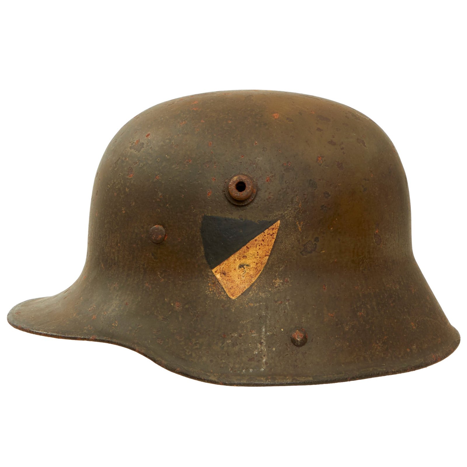 Buy Original German WWI Post-War Freikorps-Painted Named M1916 Stahlhelm Helmet with Full Period-Replaced Liner & Chinstrap | Original Firearms Antique For Sale