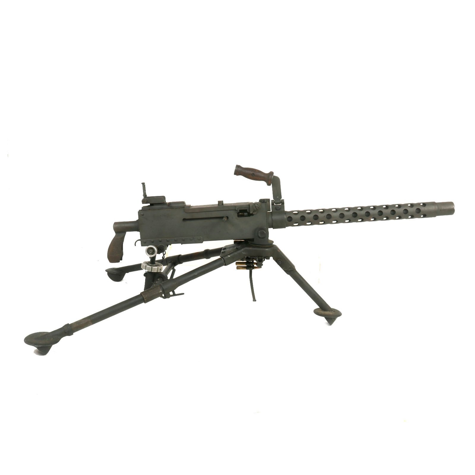 Buy Original U.S. WWII Browning .30 Caliber M1919A4 Display Machine Gun with 1942 Dated Complete Tripod and Ammo Belt | Original Firearms Antique For Sale