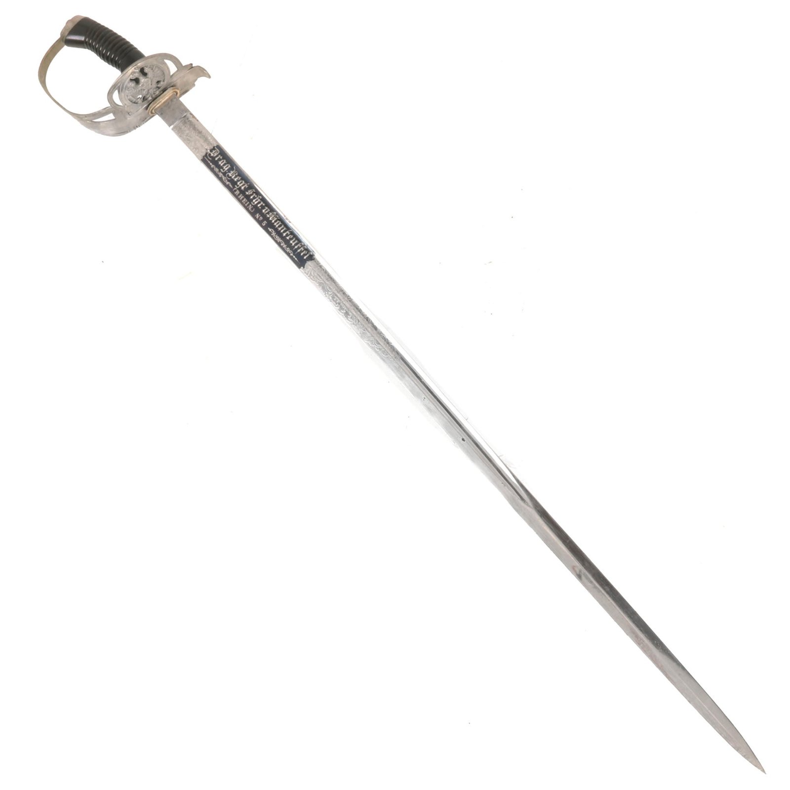 Buy Original Imperial German WWI Baron Manteuffel 5th Dragoon Regiment M1889 Presentation Sword with Fireblued Blade by Alexander Coppel of Solingen | Original Firearms Antique For Sale