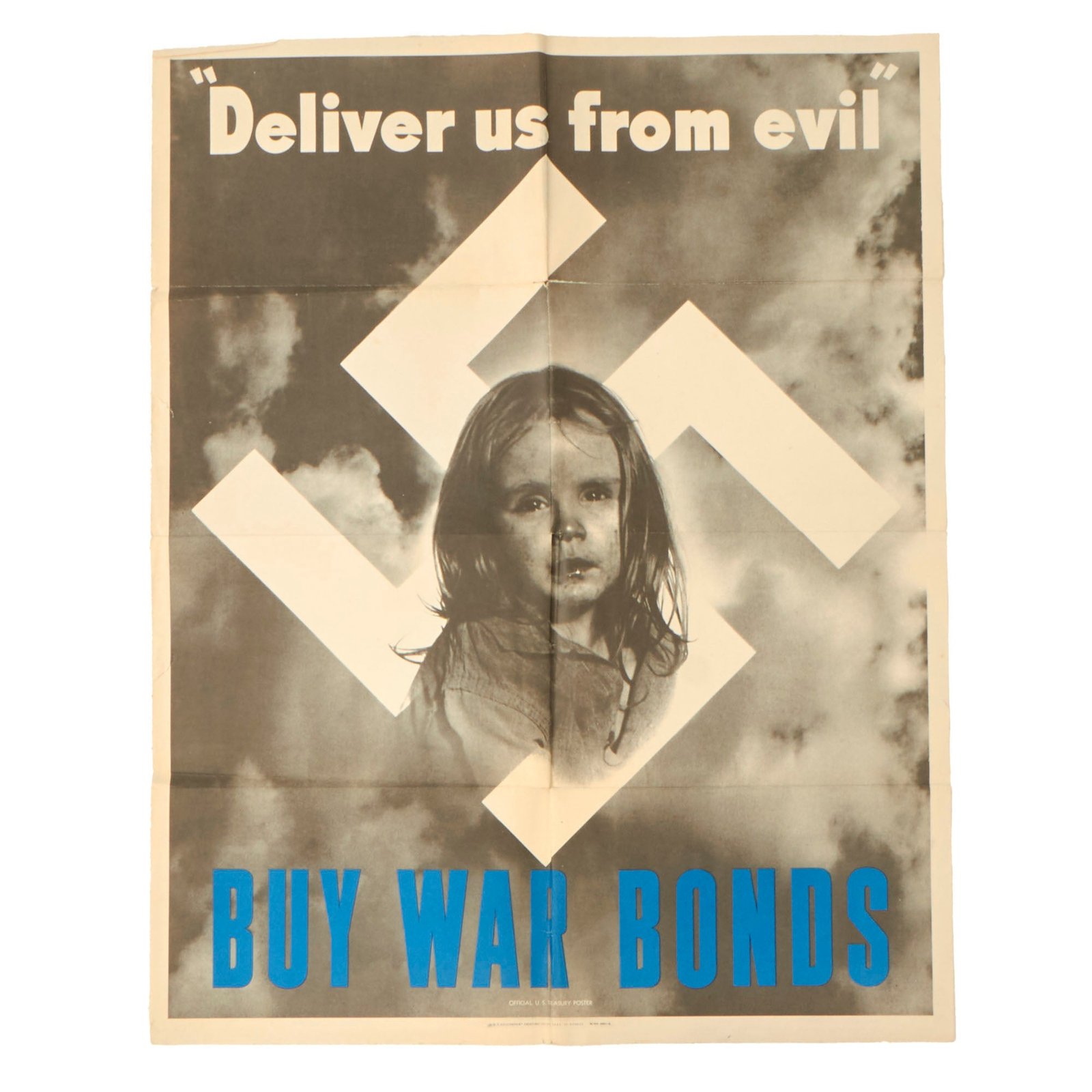 Buy Original WWII U.S. Treasury "Deliver us from evil" BUY WAR BONDS Poster - 22” x 28” | Original Firearms Antique For Sale