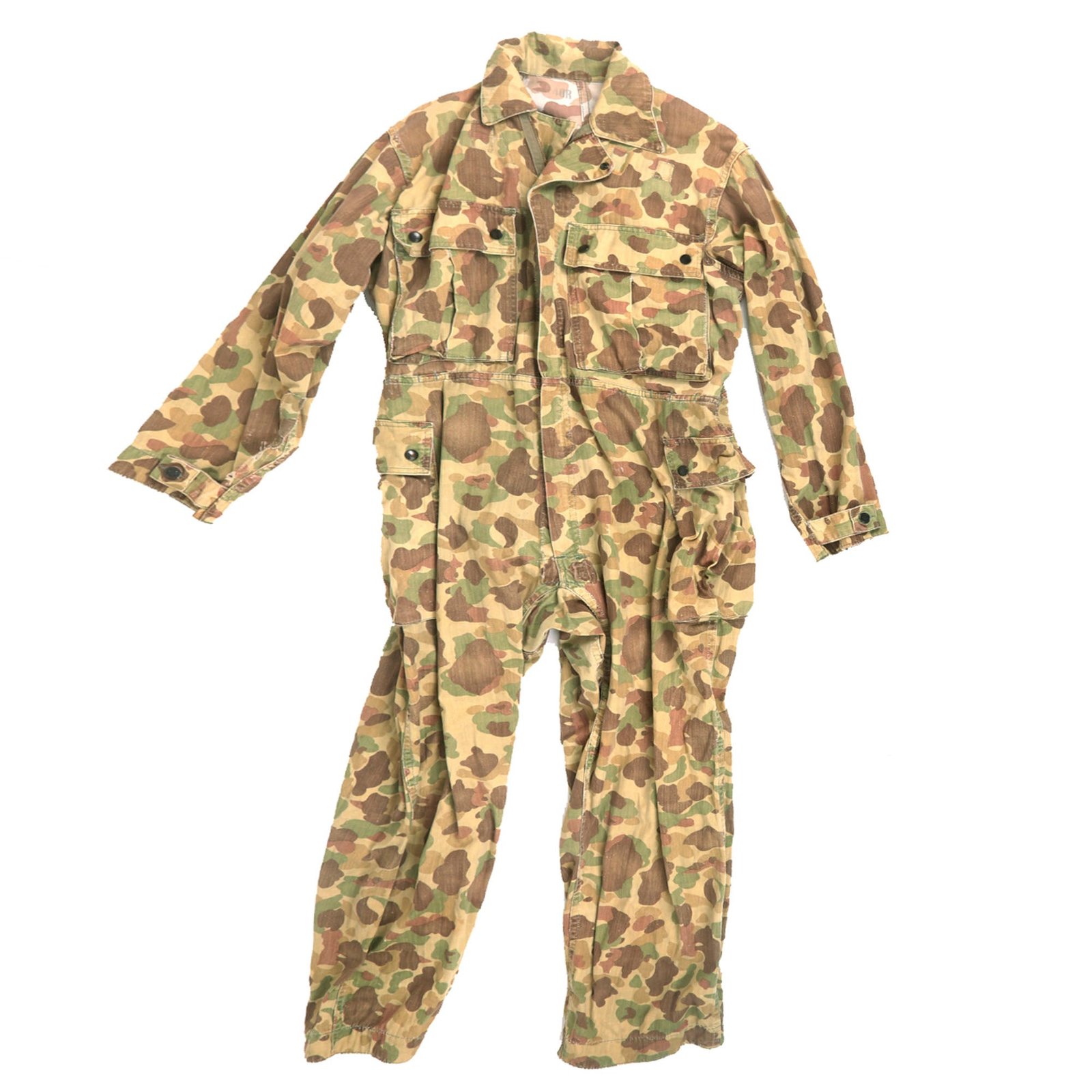 Buy Original U.S. WWII Army M1942 Camouflage Jungle Suit Herring Bone Twill Coveralls with Internal Suspenders - Size 40R | Original Firearms Antique For Sale