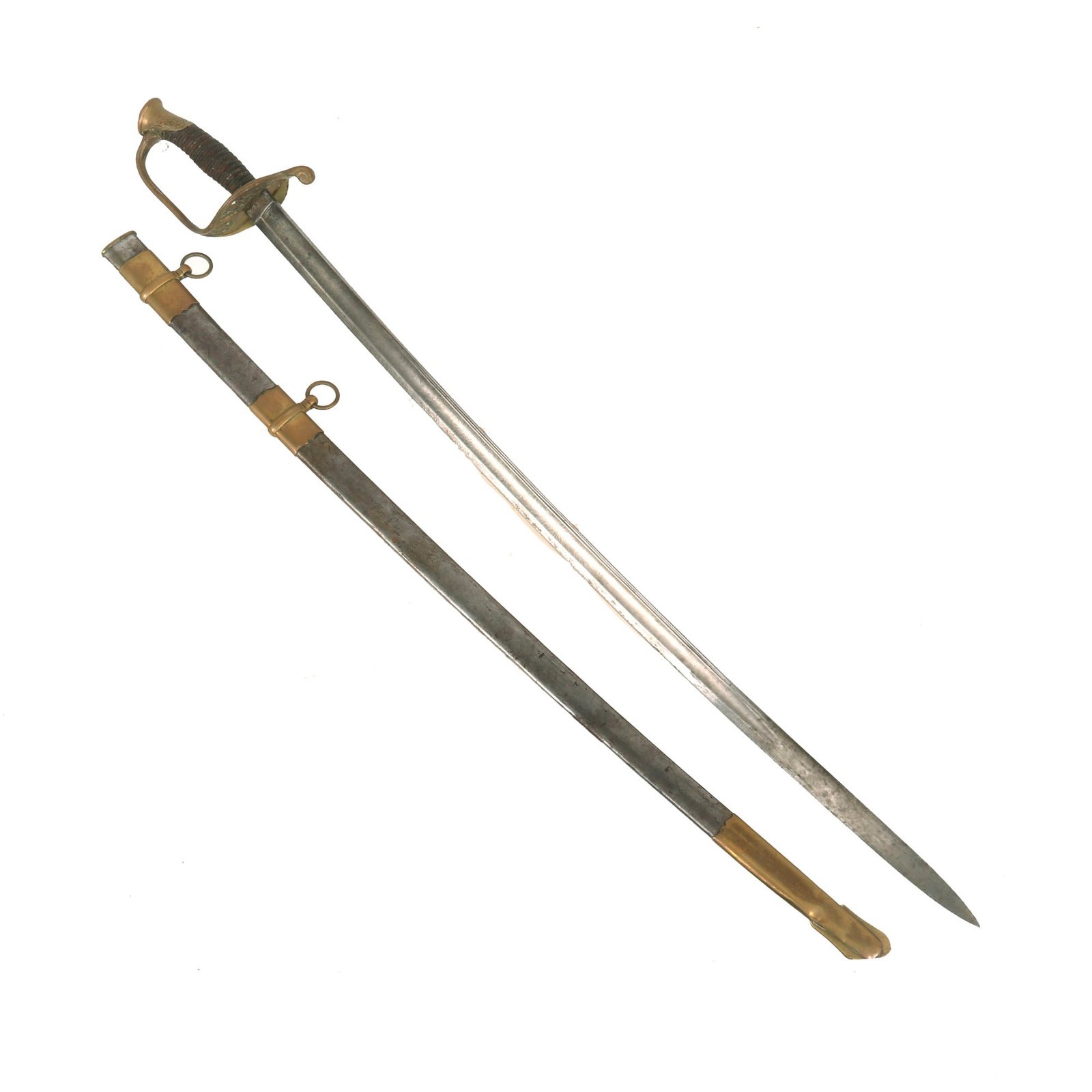 Buy Original U.S. Civil War Model 1850 Army Staff and Field Officer Sword with German Blade by W. Clauberg & Iron Scabbard | Original Firearms Antique For Sale
