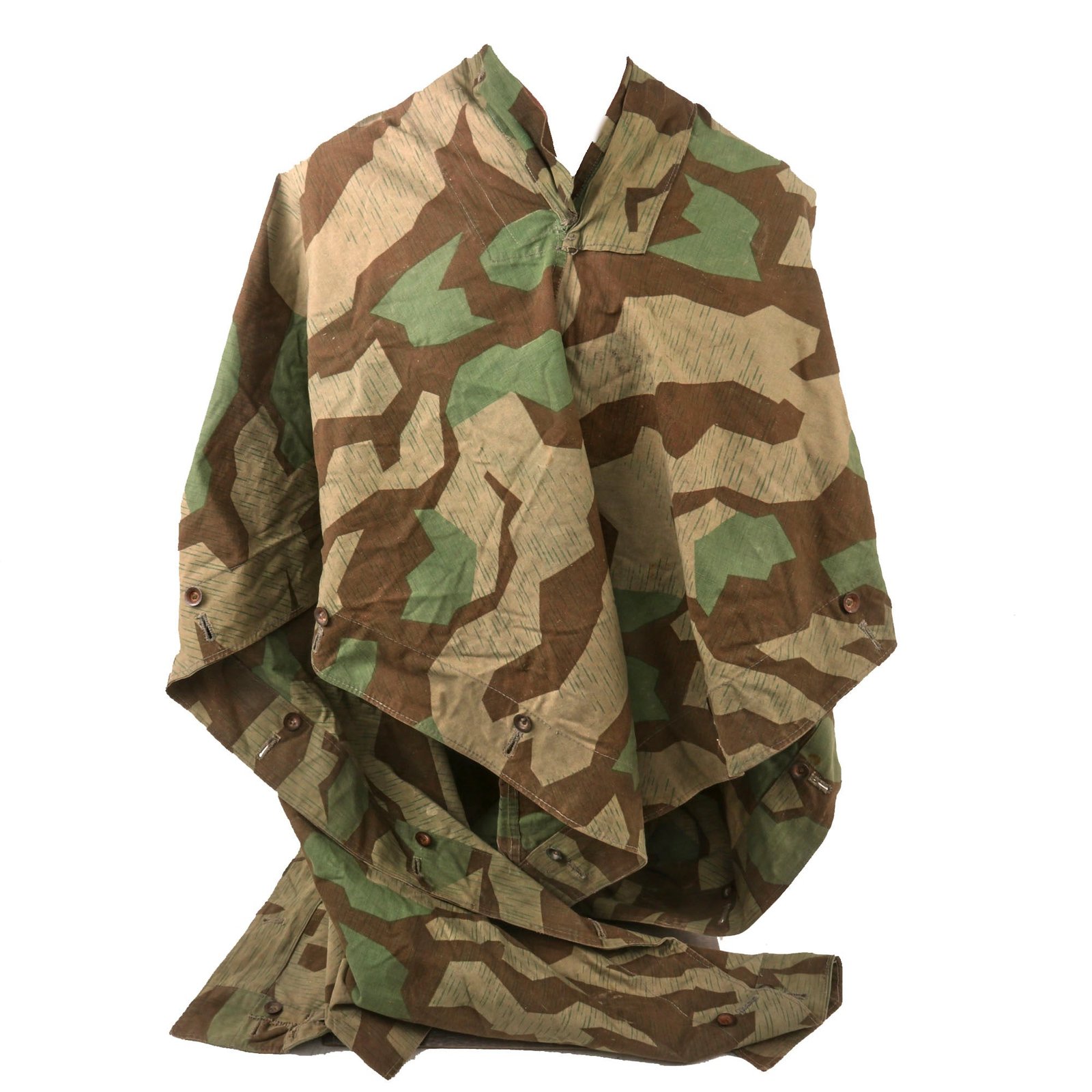 Buy Original German WWII Zeltbahn Tent Quarter & Poncho in Splinter Pattern Reversible Camouflage with RBNr. Number | Original Firearms Antique For Sale