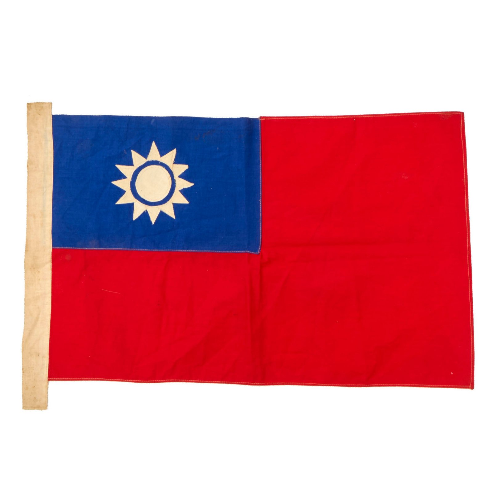 Buy Original Chinese WWII Multi-Piece National Flag of the Republic of China with Extended Header - 17 x 24½” | Original Firearms Antique For Sale