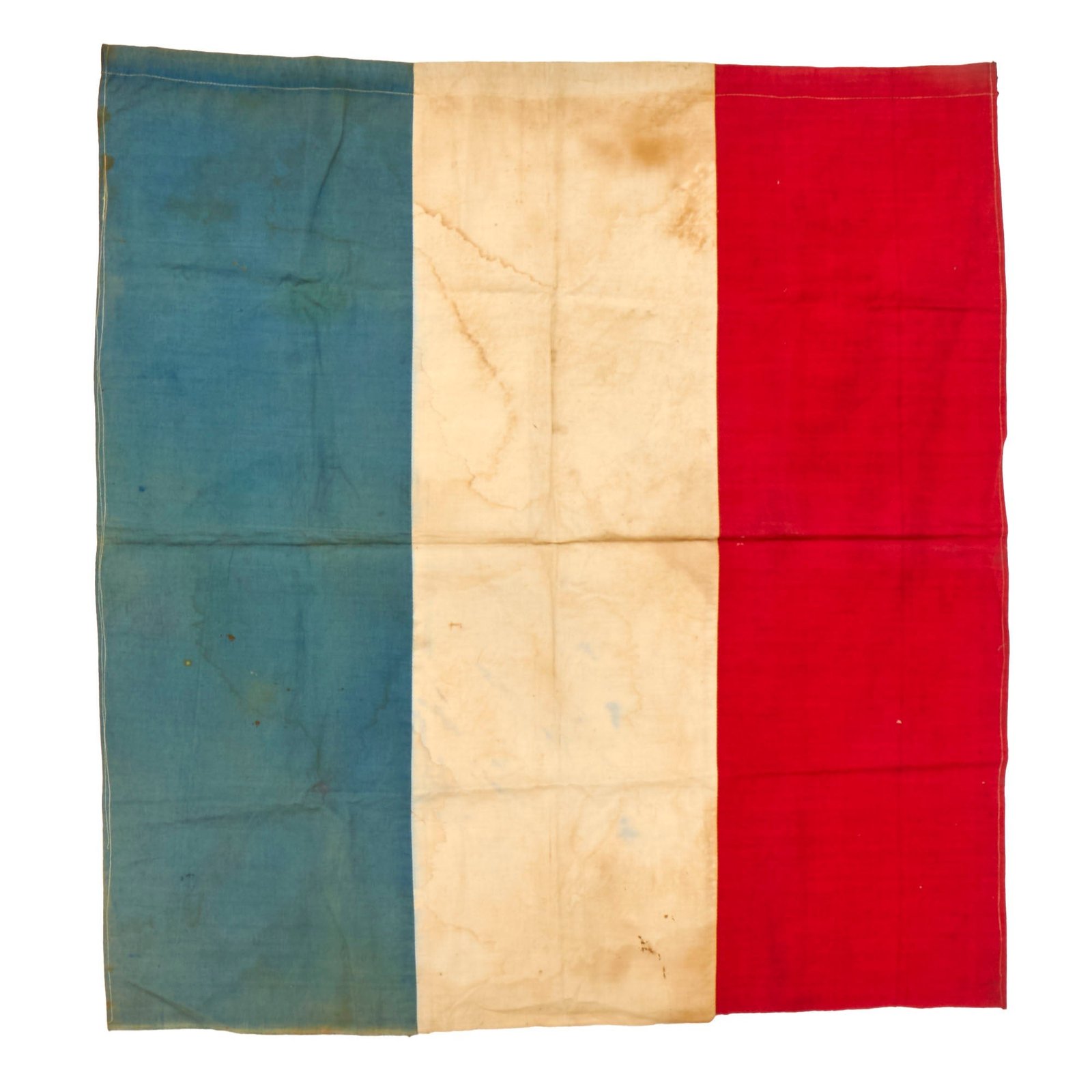 Buy Original French WWII Era Tricolor French National Flag - 28 ½" x 31” | Original Firearms Antique For Sale