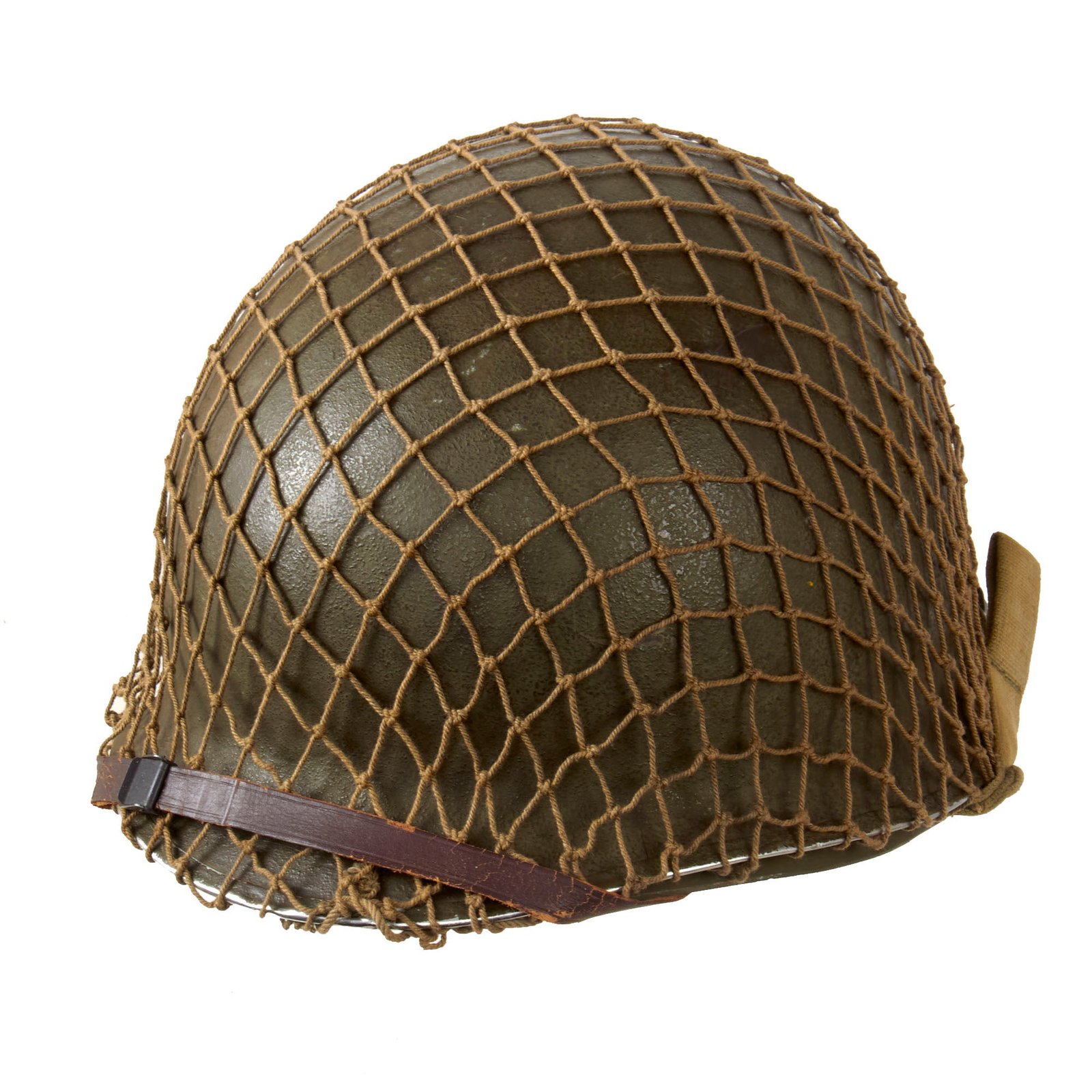 Original U.S. WWII McCord M1 Front Seam Fixed Bale Helmet with Firestone Liner & Helmet Net