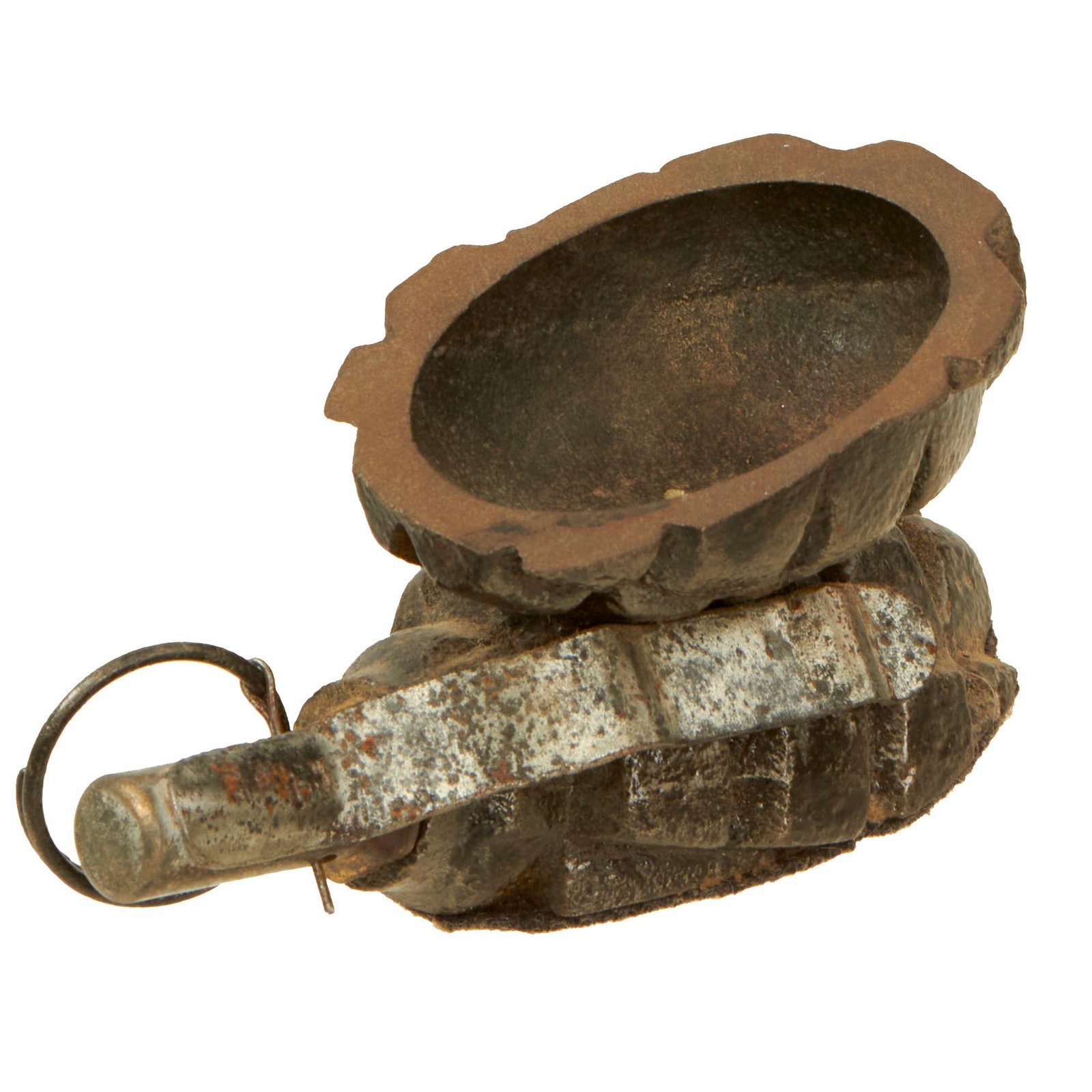 Buy Original WWII Soviet Russian Inert Cut F1 Hand Fragmentation Grenade Turned Trench Art Ashtray | Original Firearms Antique For Sale