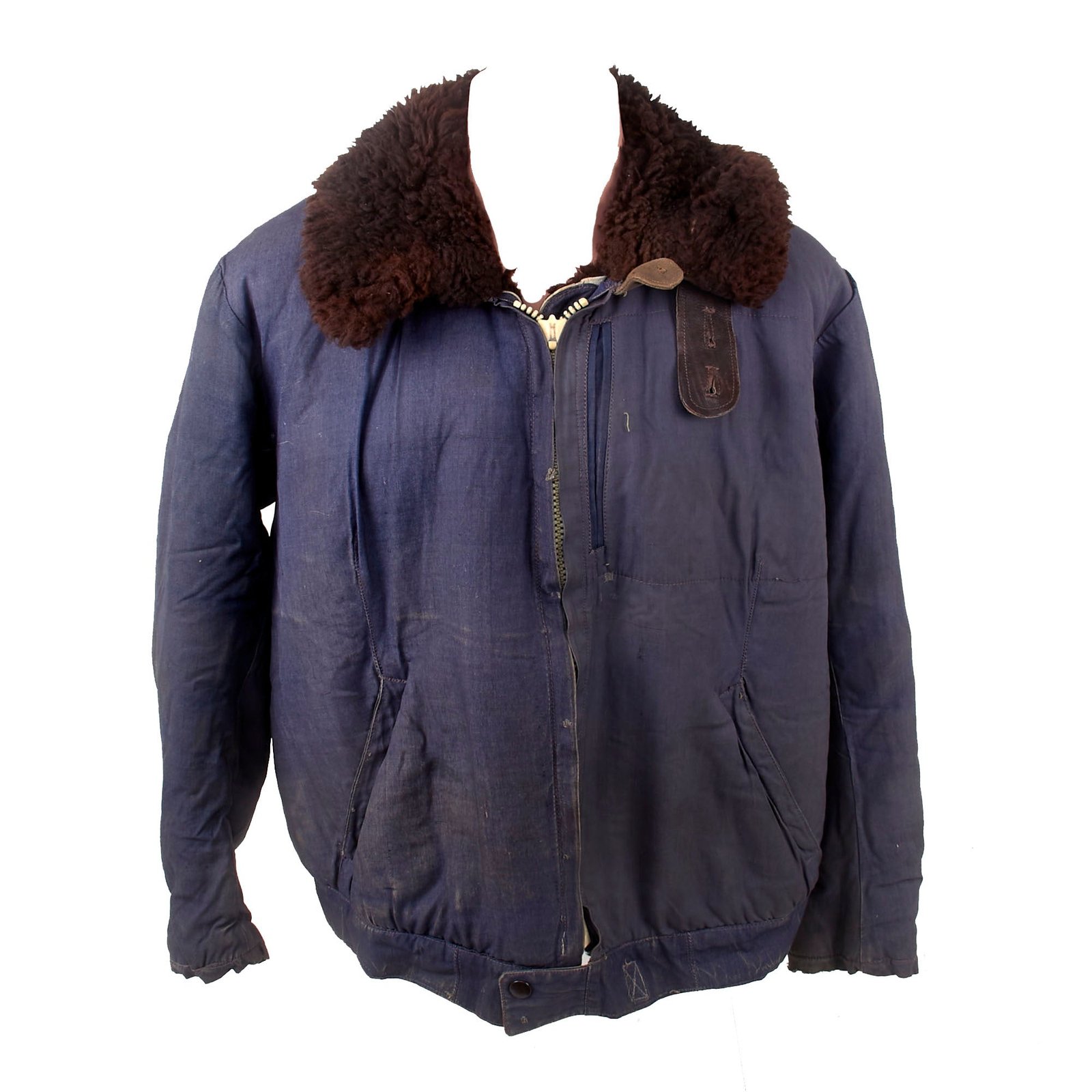 Buy Original German WWII Luftwaffe Blue Winter Fur Lined "Channel" Flying Jacket | Original Firearms Antique For Sale