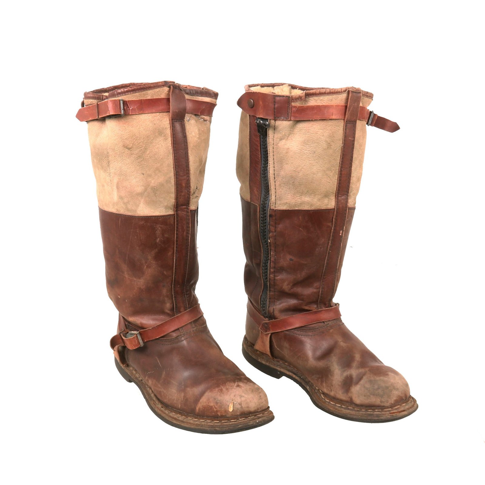 Buy Original German WWII Luftwaffe Fleece-Lined Leather Pilot Flying Boots with Reinforced Feet - Single Zipper | Original Firearms Antique For Sale