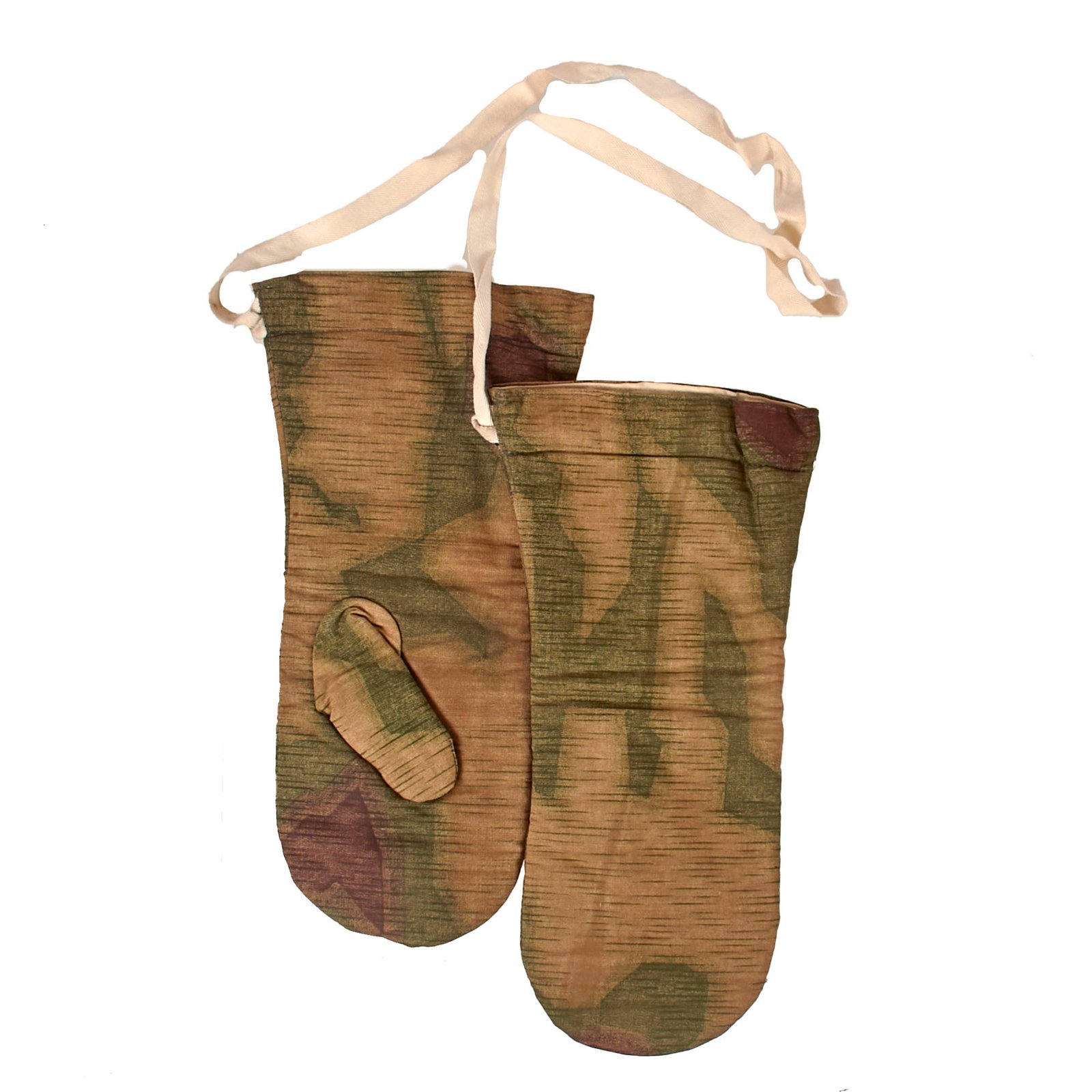 Buy Original WWII German Sumpftarnmuster Camouflage Reversible Winter Uniform Parka Mittens with RBNr. Number | Original Firearms Antique For Sale
