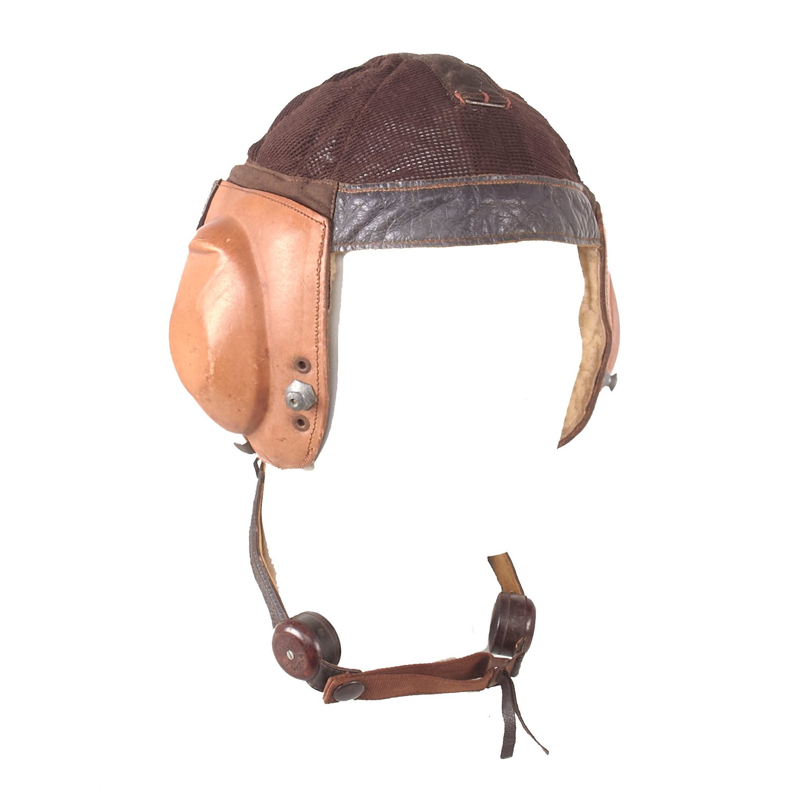 Buy Original German WWII Luftwaffe LKpN101 Netzkopfhaube Summer Flying Helmet in Size 59cm with Avionics | Original Firearms Antique For Sale