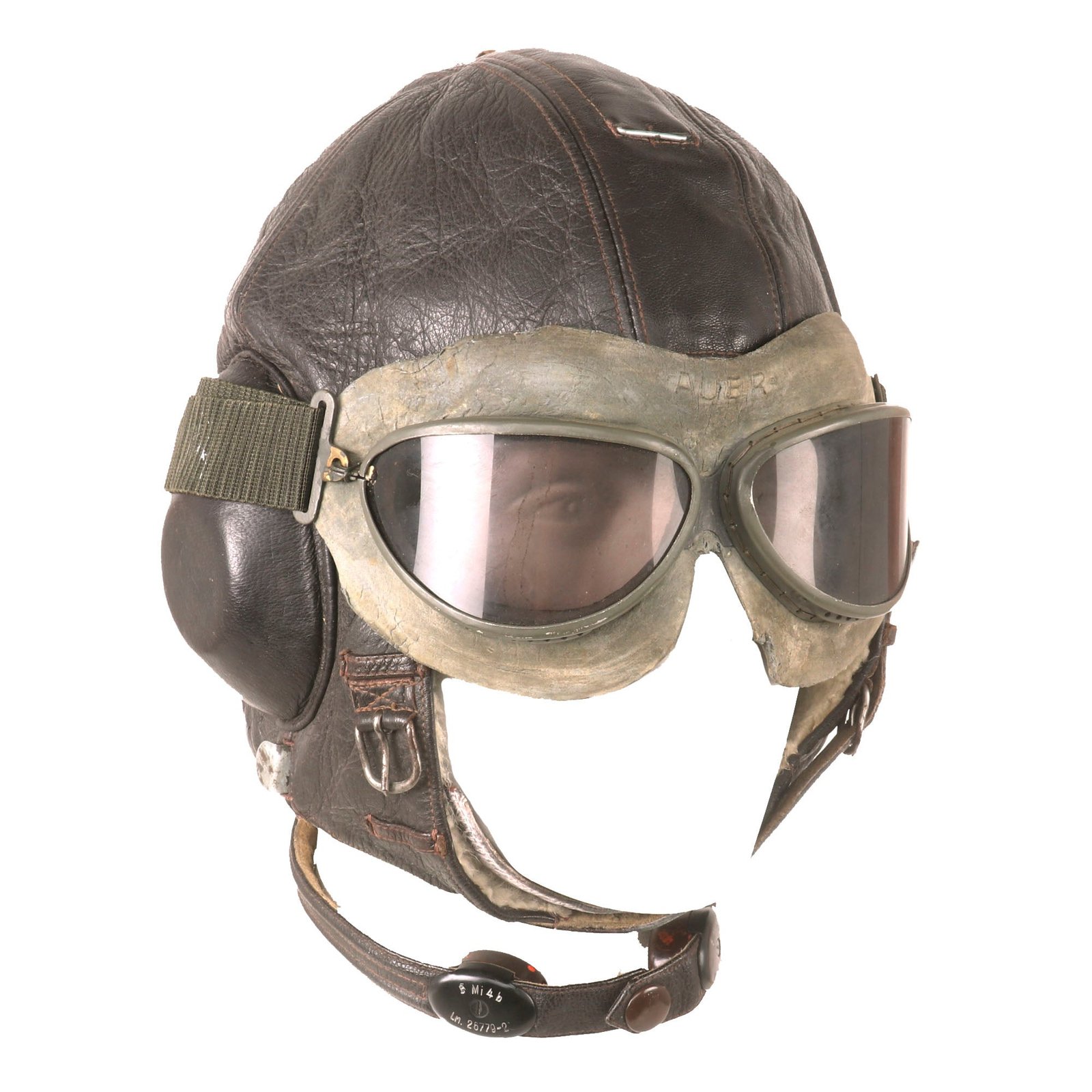 Buy Original German WWII Luftwaffe LKpW101 Leather Winter Flying Helmet with Avionics & Goggles - Size 61cm | Original Firearms Antique For Sale