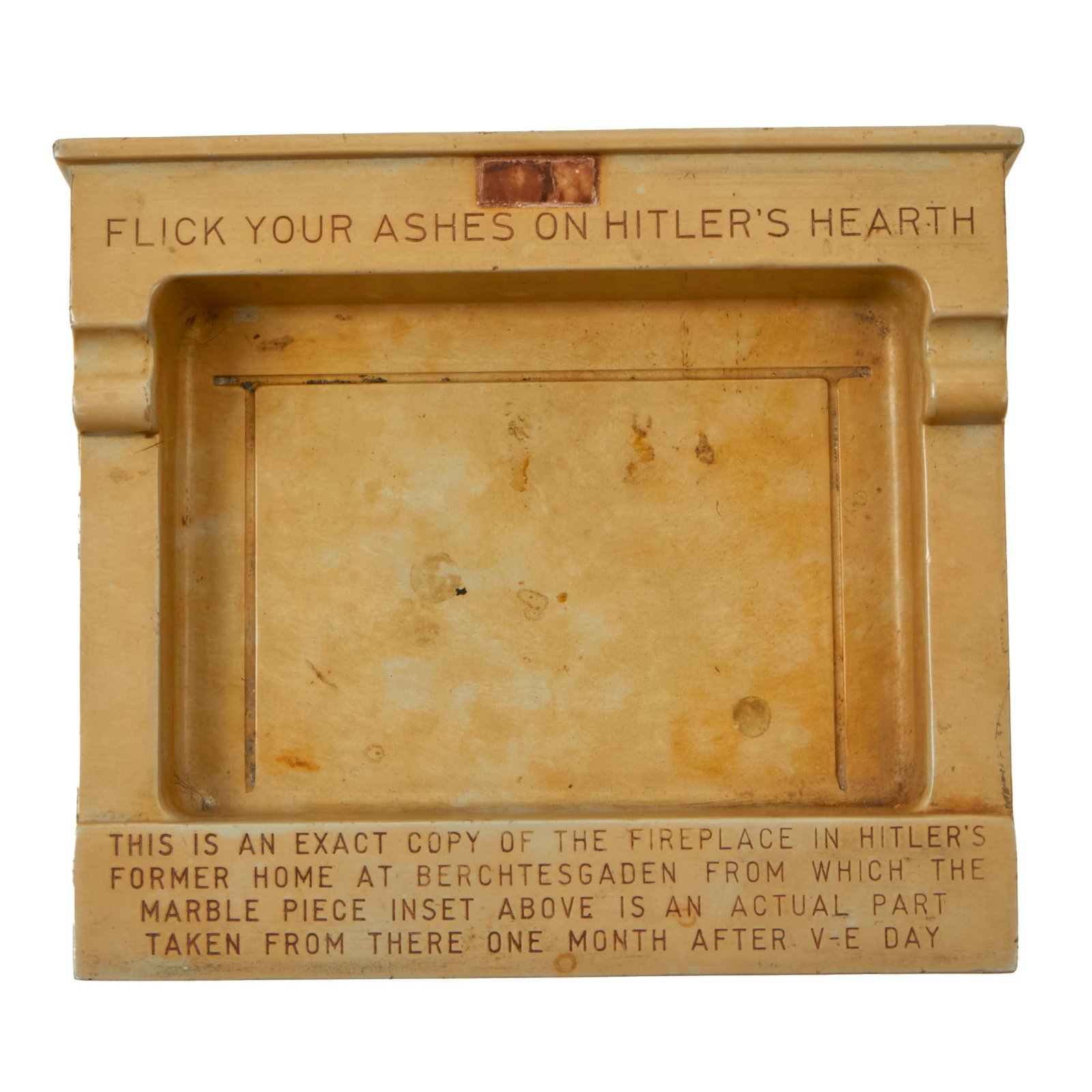 Buy Original U.S. WWII Era Souvenir Brass Ashtray with Marble Piece from Adolf H's Retreat Der Berghof at Berchtesgaden | Original Firearms Antique For Sale