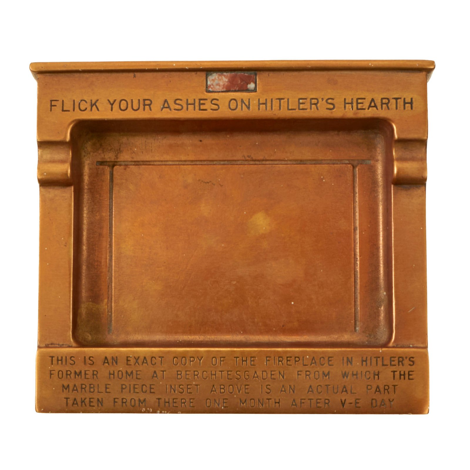 Buy Original U.S. WWII Era Souvenir Metal Ashtray with Marble Piece from Adolf H's Retreat Der Berghof at Berchtesgaden | Original Firearms Antique For Sale