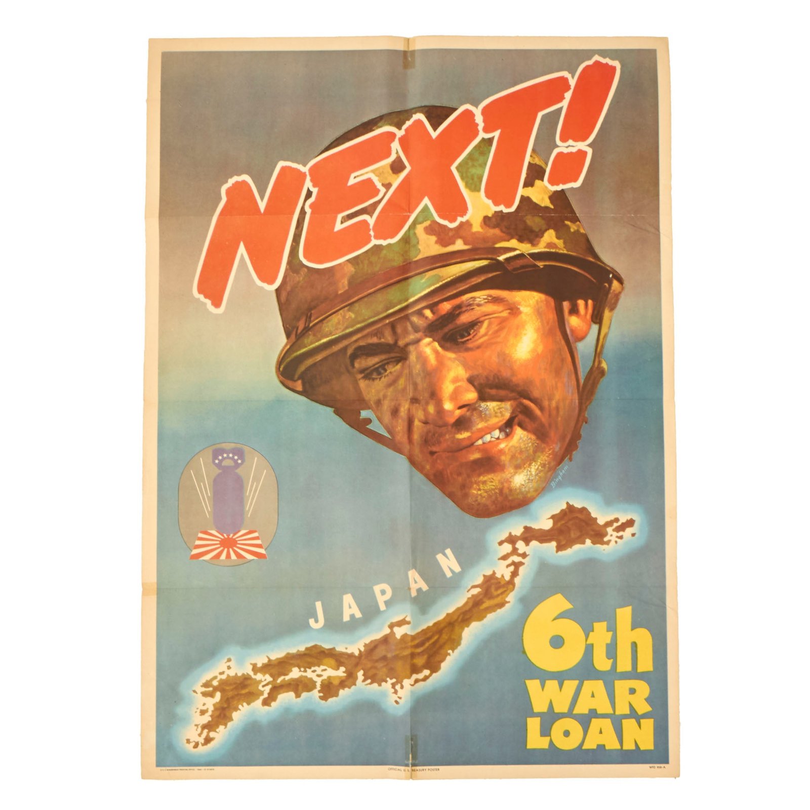 Buy Original U.S. WWII U.S. Government Printing Office Propaganda Poster - “Next! 6th War Loan” - 28” x 20” | Original Firearms Antique For Sale