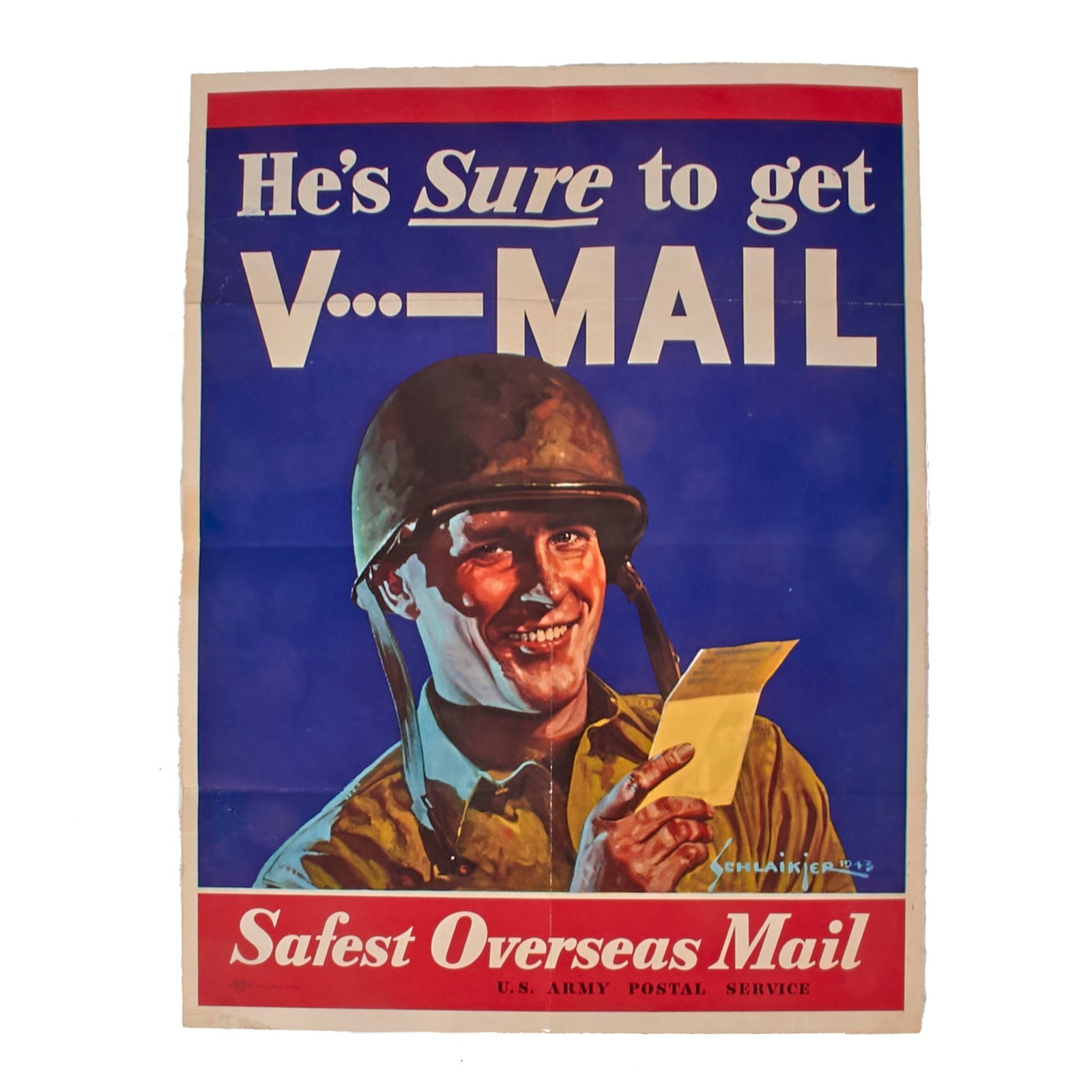 Buy Original U.S. WWII Victory Mail US Army Postal Service Promotional Poster - 22” x 28” | Original Firearms Antique For Sale