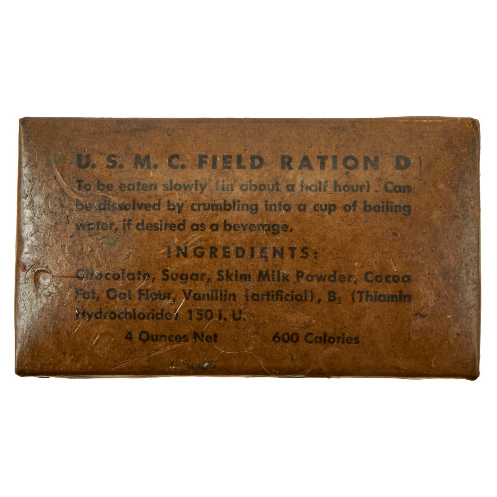 Buy Original U.S. WWII USMC Unopened Marine Corps Field Ration D Bar by Hershey Chocolate Corporation - Rare | Original Firearms Antique For Sale