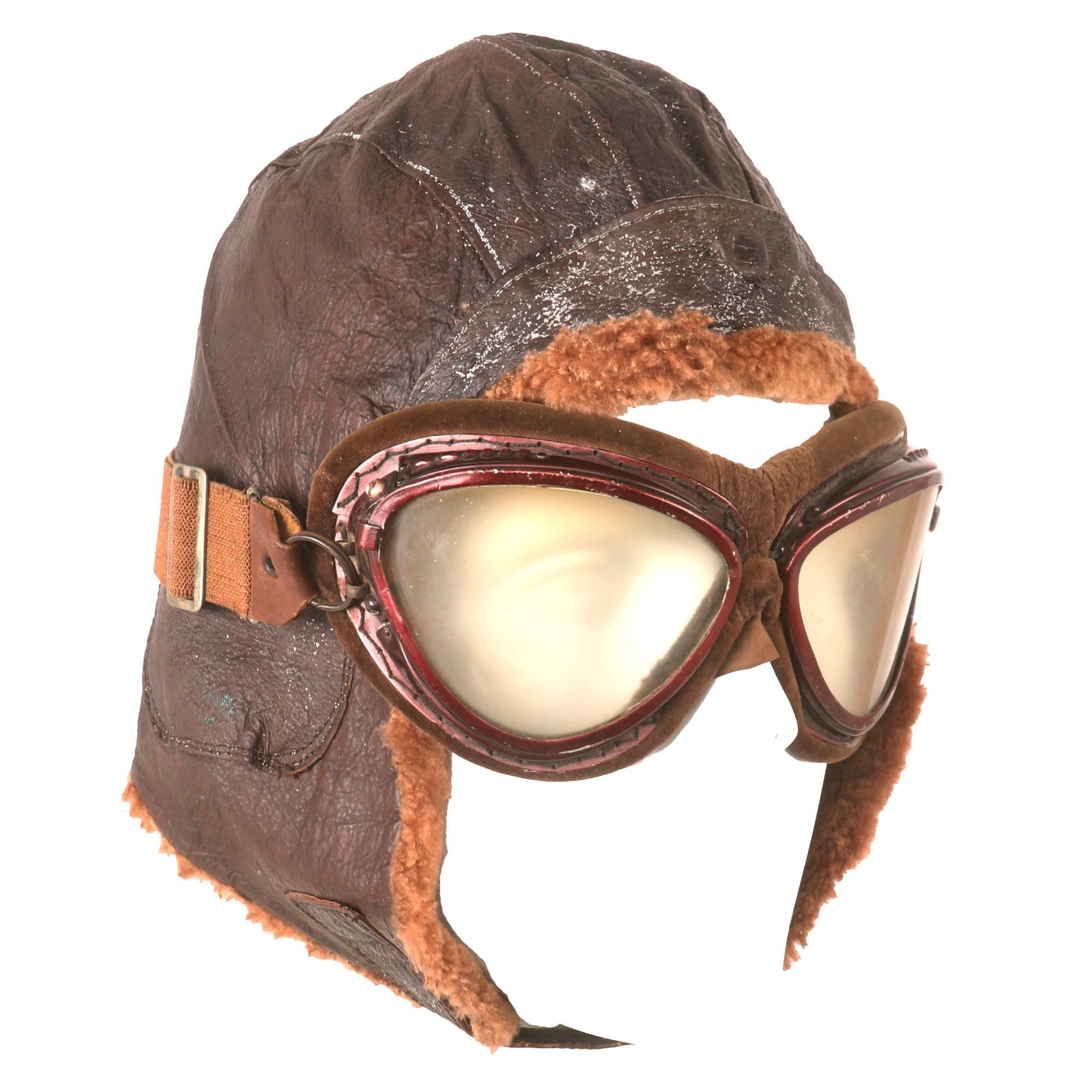 Buy Original Japanese Pre-WWII Navy M-30 Winter Leather Flight Helmet with Goggles - Extremely Rare | Original Firearms Antique For Sale