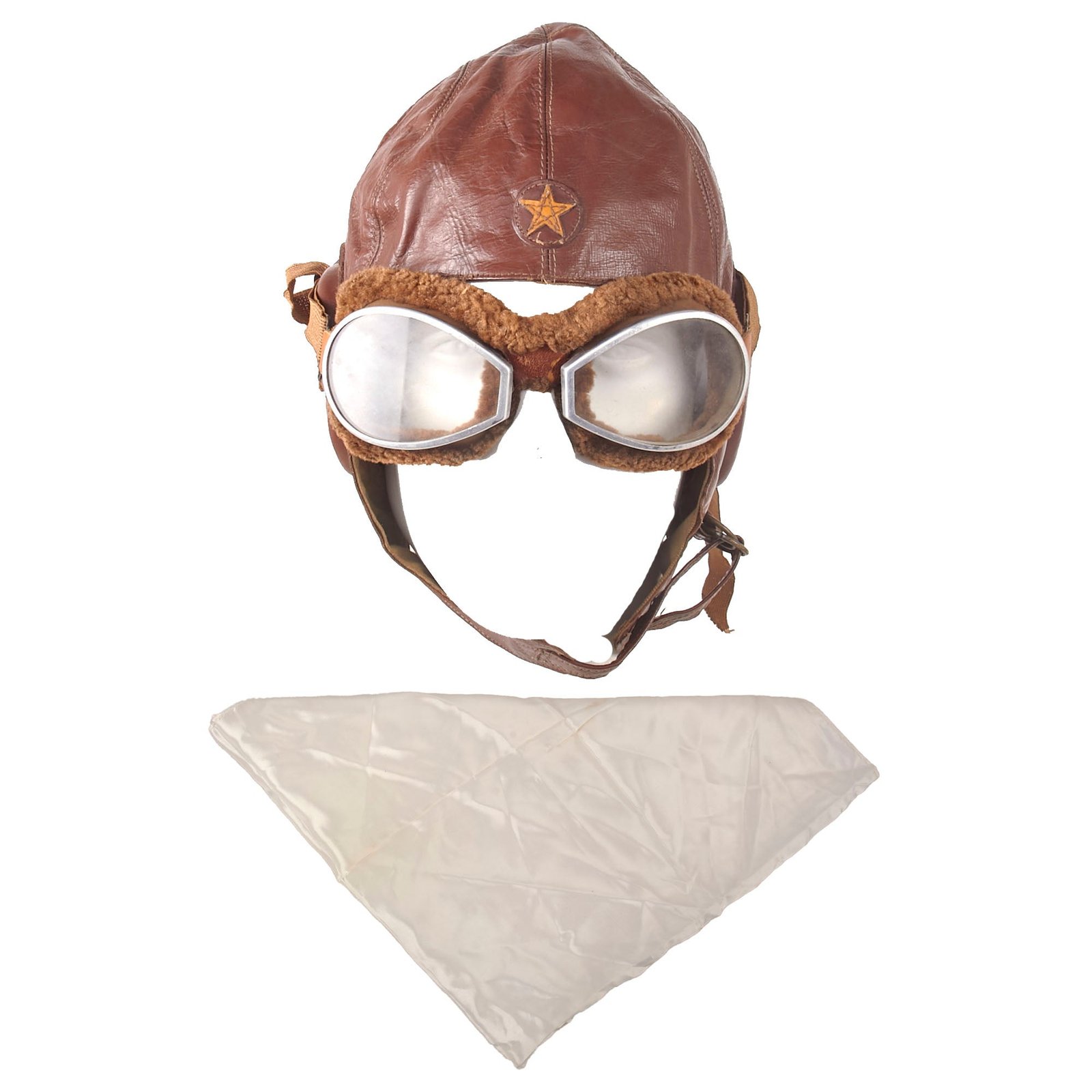 Buy Original Imperial Japanese WWII Army Air Service Summer Flight Helmet & Goggles with Pilot Scarf | Original Firearms Antique For Sale