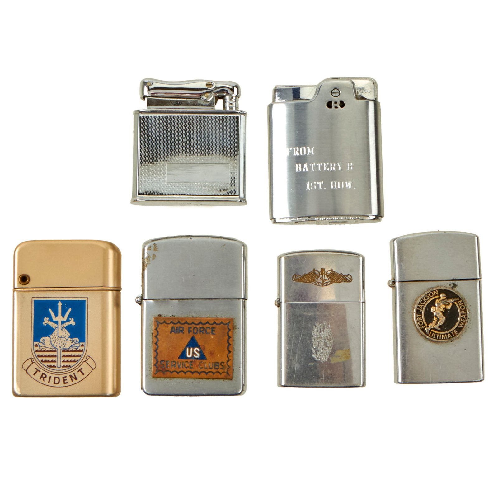 Buy Original U.S. Korean & Vietnam War Era Cigarette Lighter Lot - Six Total | Original Firearms Antique For Sale