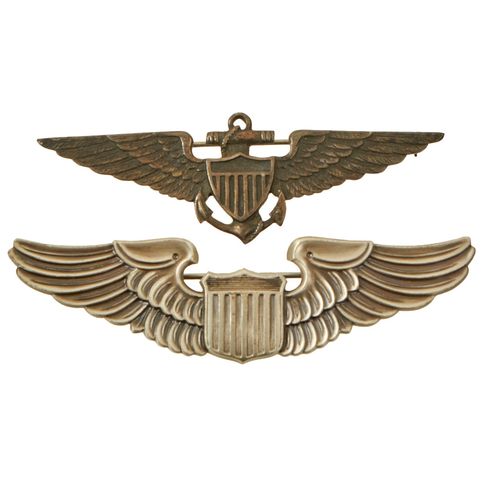Buy Original U.S. WWII Army & Navy Sterling Pilot Wings - Set of 2 | Original Firearms Antique For Sale