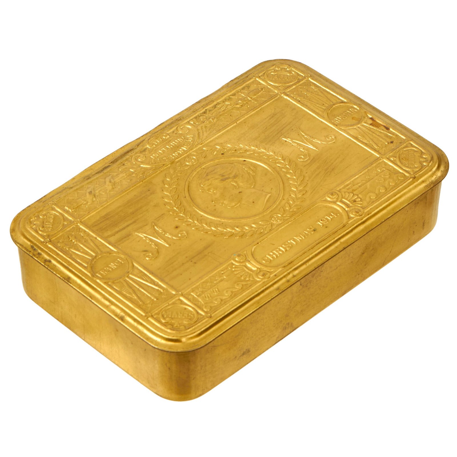 Buy Original British WWI Princess Mary 1914 Gift Box with Greeting Card & Letter Named to Canadian Private Stanley Hudson Raymond | Original Firearms Antique For Sale