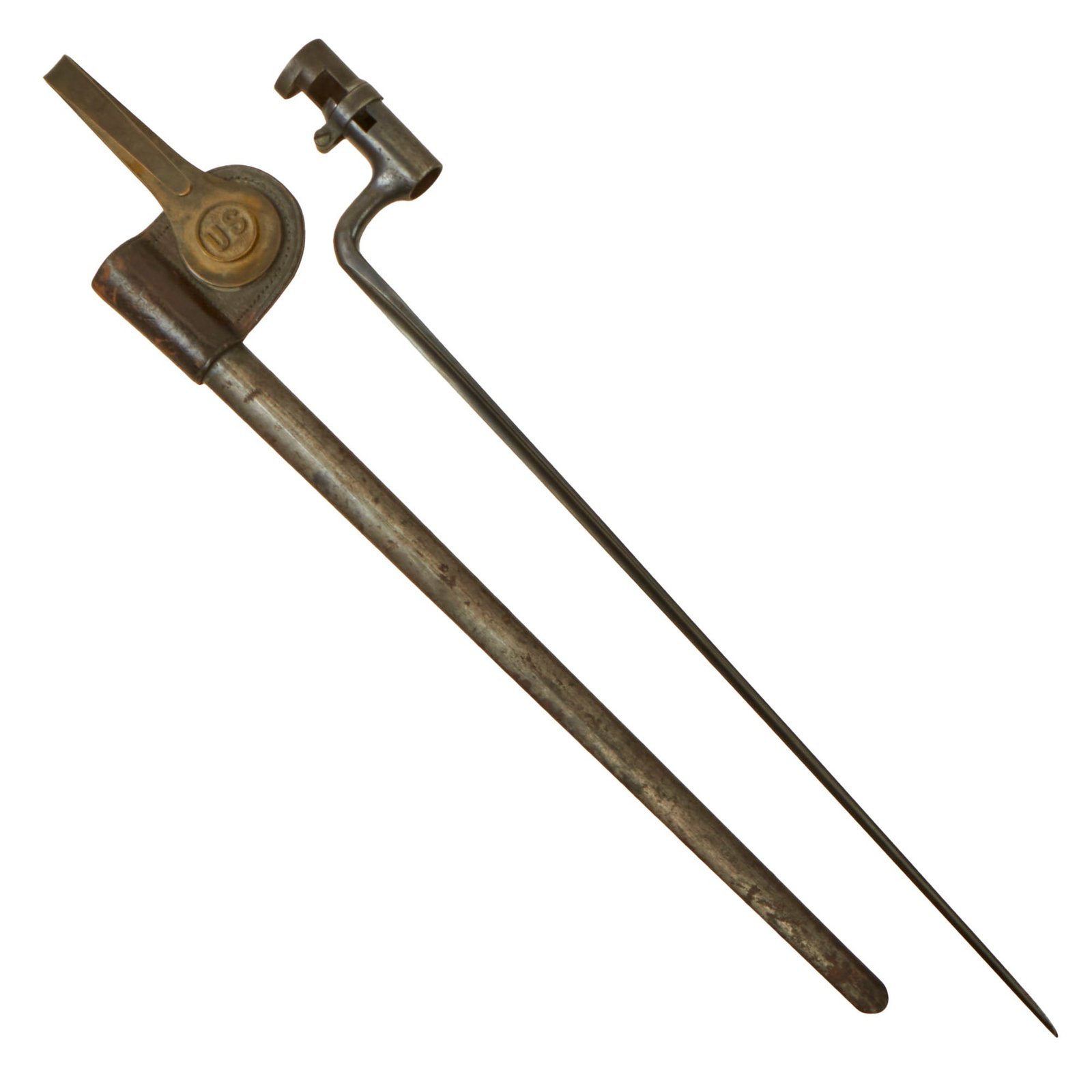 Buy Original U.S. Springfield Trapdoor M1873 Rifle Socket Bayonet with U.S. Scabbard | Original Firearms Antique For Sale