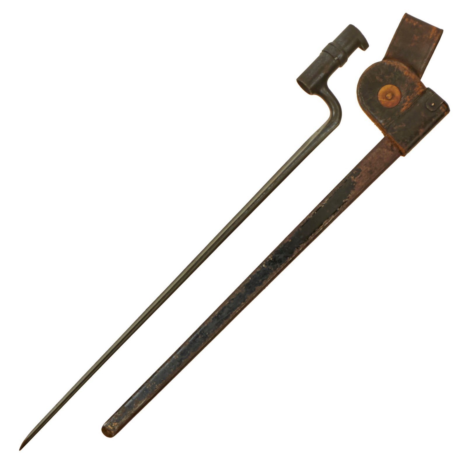 Buy Original U.S. Springfield Trapdoor M1873 Rifle Socket Bayonet with NGP Pennsylvania National Guard Scabbard | Original Firearms Antique For Sale