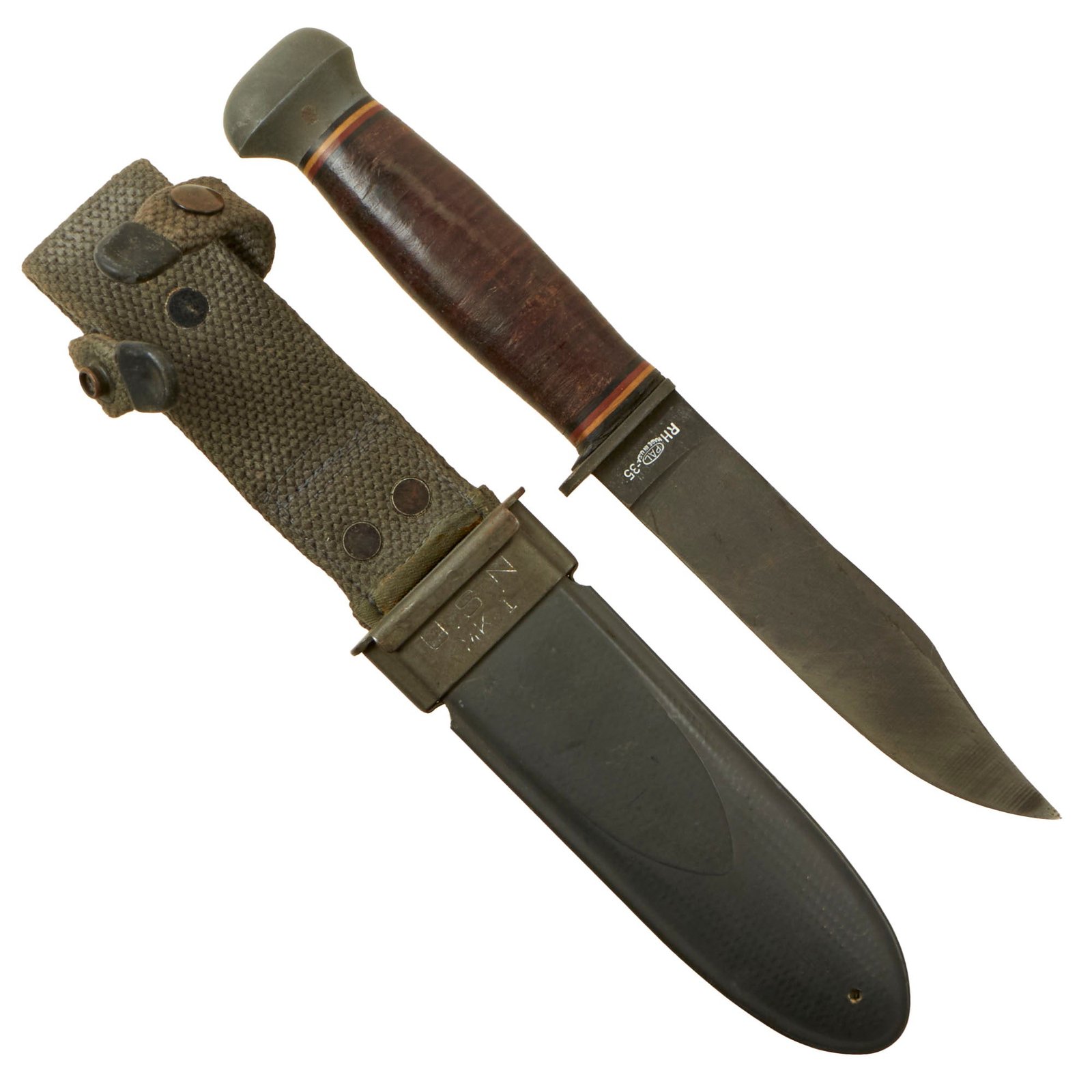 Buy Original Unissued U.S. WWII Navy USN Mark 1 PAL RH-35 Fighting Knife with USN MK1 Scabbard by B.M. Co | Original Firearms Antique For Sale