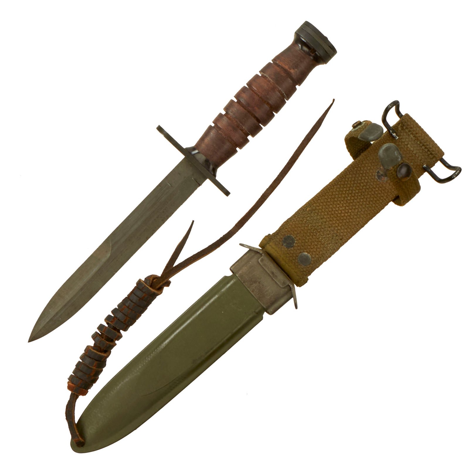 Original U.S. WWII M4 Bayonet for the M1 Carbine by IMPERIAL with Updated M8 Scabbard by B.M. Co.