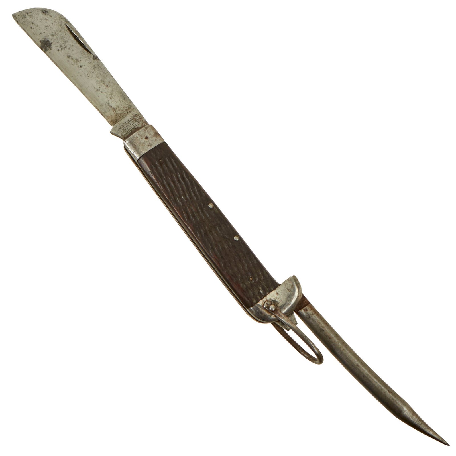 Buy Original U.S. WWII Navy M7085 Rosewood Marlin Spike Knife by Camillus - Rare | Original Firearms Antique For Sale