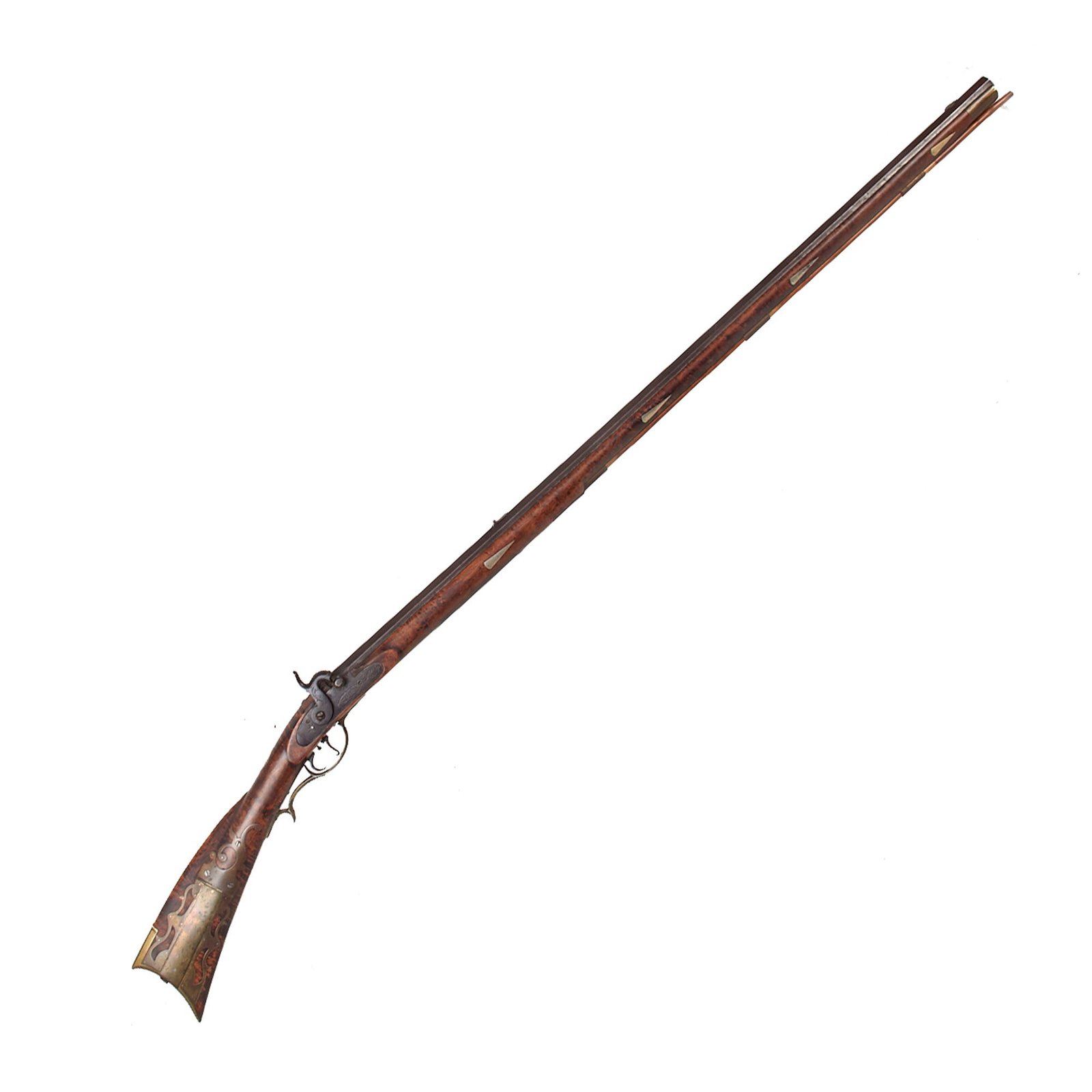 Buy Original U.S. Pennsylvania Percussion Rifle by Joseph Long of Beaver Springs with Figured Maple Stock and Set Trigger - circa 1830 | Original Firearms Antique For Sale
