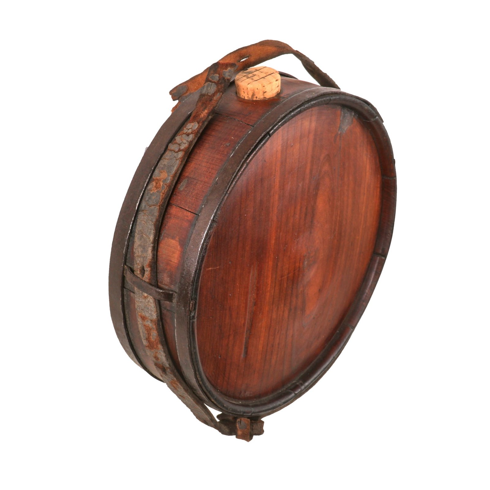 Buy Original U.S. Civil War Rare Confederate Issue “Gardner” Pattern Wooden Drum Canteen with Remnants of Leather Carry Strap | Original Firearms Antique For Sale