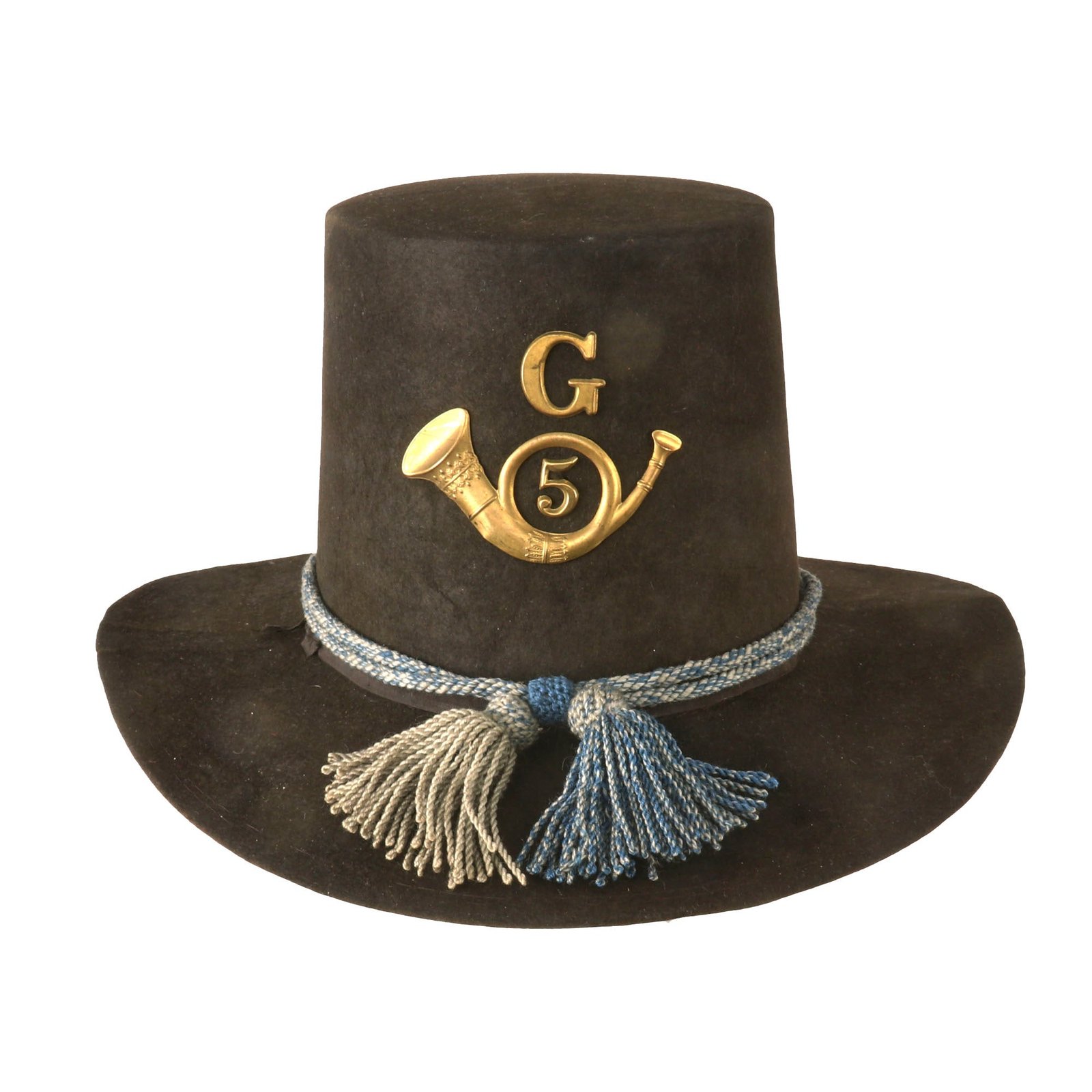 Buy Original U.S. Civil War Army 5th Infantry Company G Enlisted Man’s Model 1858 “Jeff Davis” Hardee Hat with Blue Cord - Size 4 | Original Firearms Antique For Sale