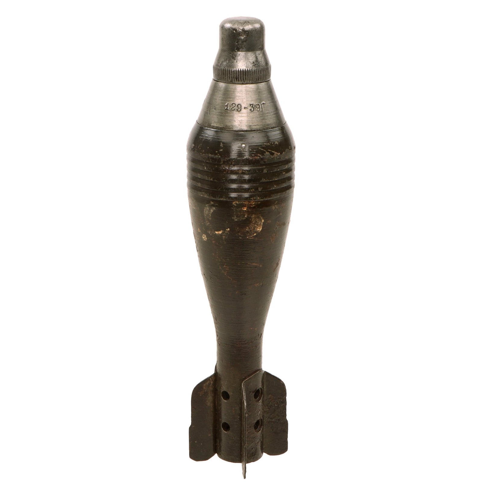 Original Soviet WWII Inert 50mm Mortar Round with Fuze & German Markings for Capture and Reissue