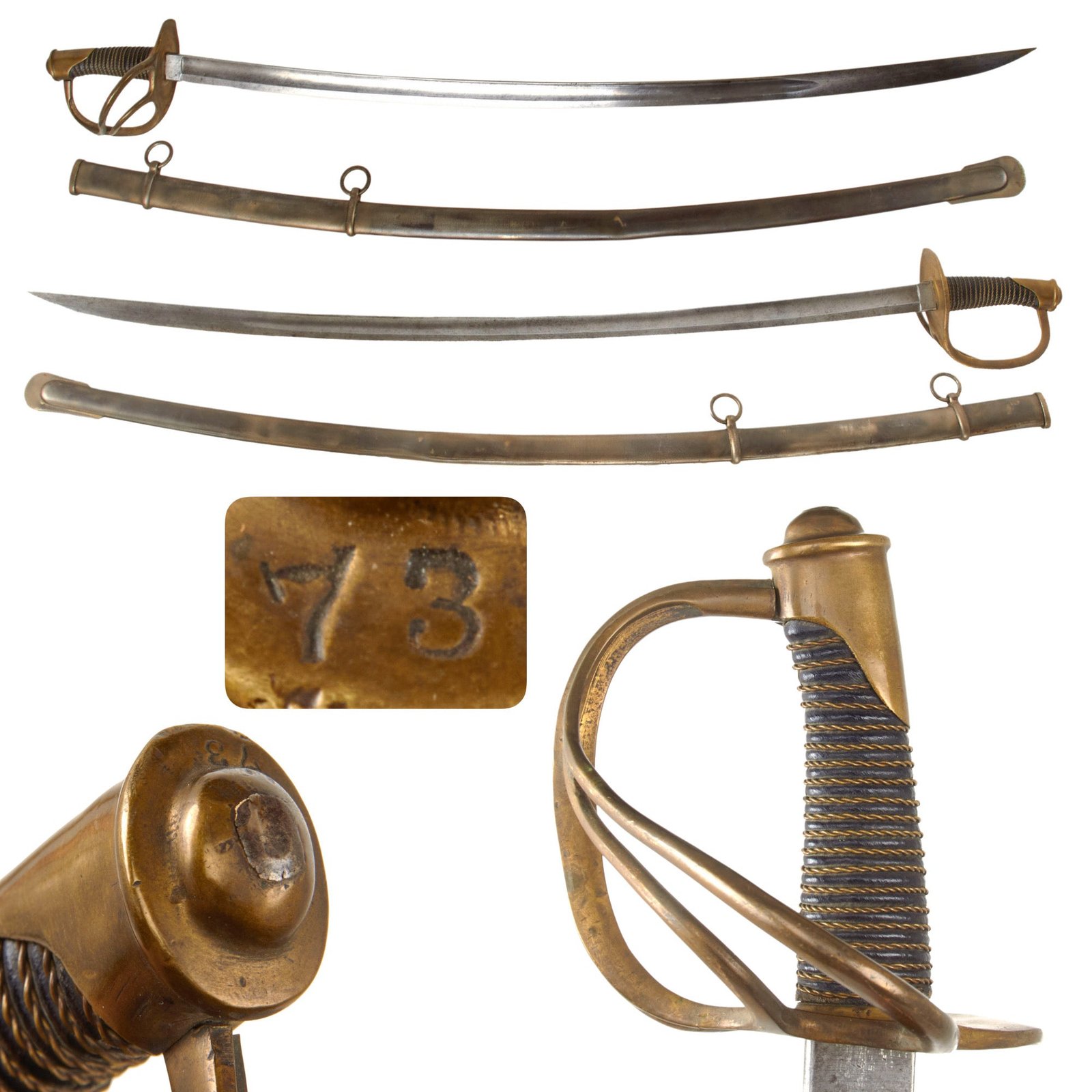 Original U.S Civil War M-1840 "Wrist Breaker" Heavy Cavalry Saber with Scabbard - Imported German Blade - Excellent